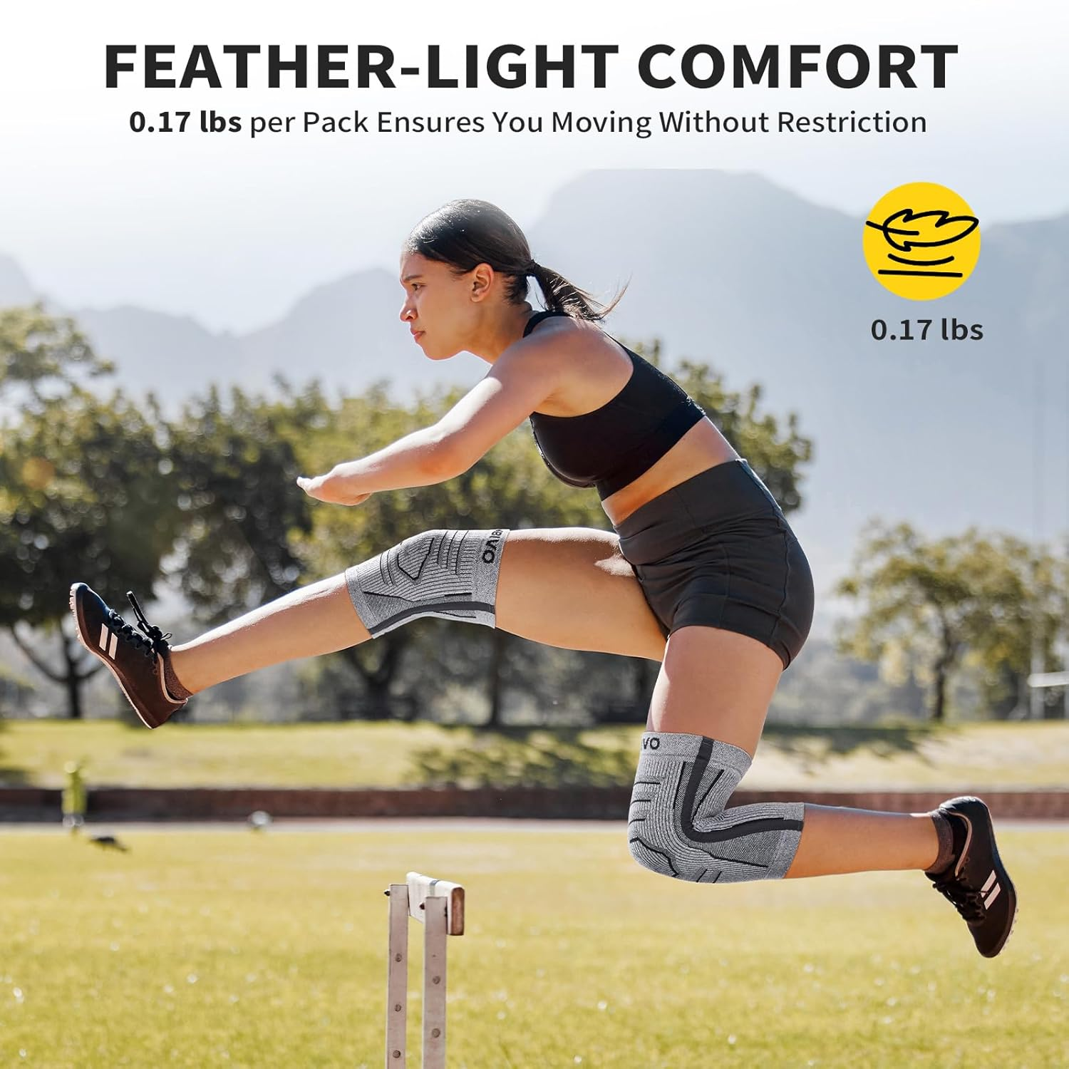 CAMBIVO Knee Brace for Women and Men with Side Stabilizer 2 Pack, Lightweight Knee Compression Sleeves for Knee Pain Relief, Knee Sleeves for Running, Workout and Daily Activities (Gray, Medium) image number 3