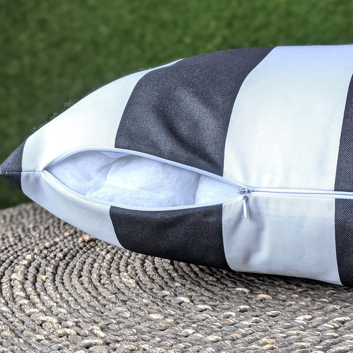 Rockin Cushions Black and White Stripe Outdoor Slipcovers, Compatible with IKEA HAVSTEN image number 6