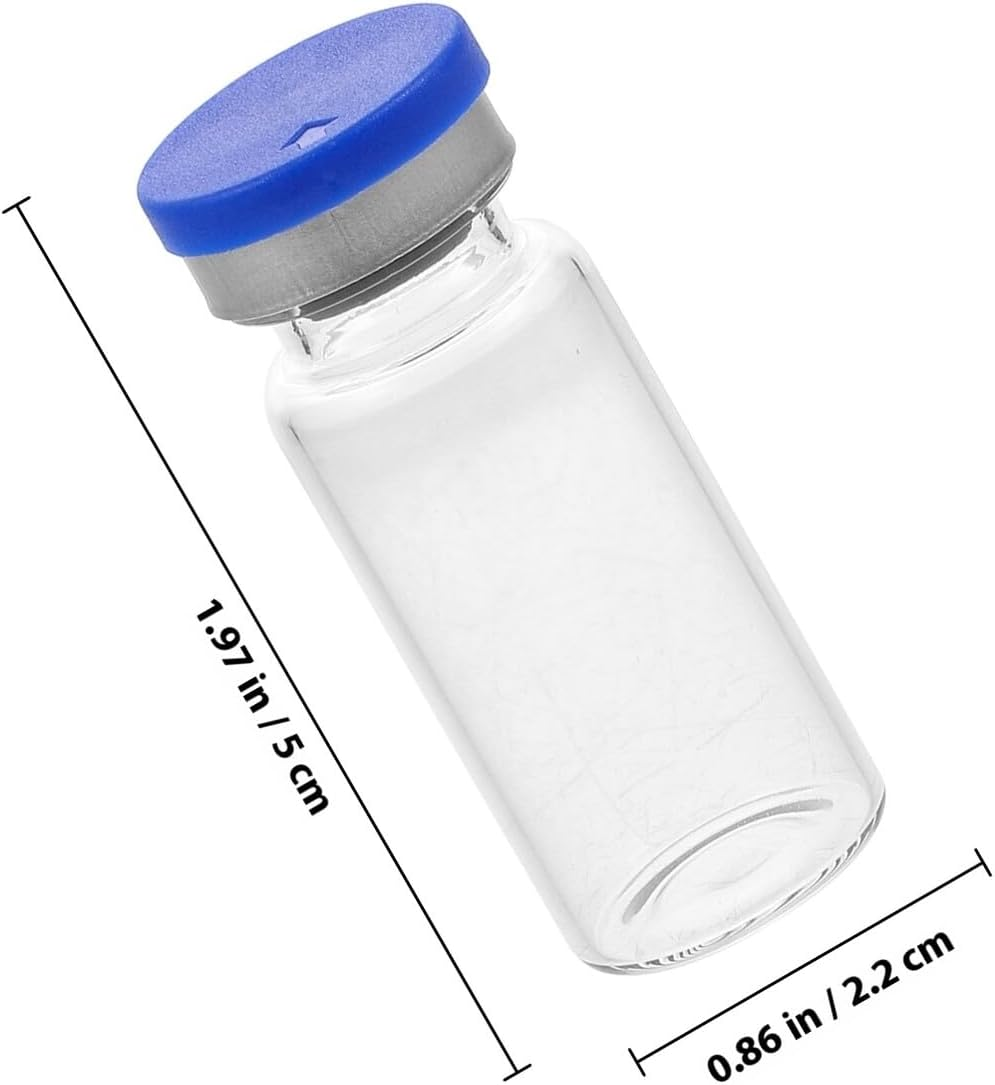 Glass Headspace Vials 20 Pack 10Ml Flat Bottom Bottles with Rubber Stoppers for Freeze-Dried Powder and Liquid Samples in Lab