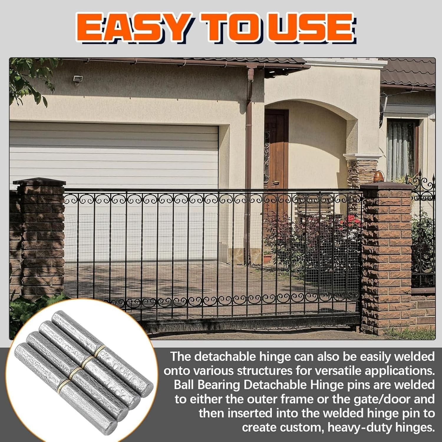 Weldable Barrel Hinges Heavy Duty Weld on Bullet Hinges Carbon Steel Detachable Gate Door Fittings for Swing Door Trailer Ramp (12Pcs(16Mm*120Mm)) image number 4