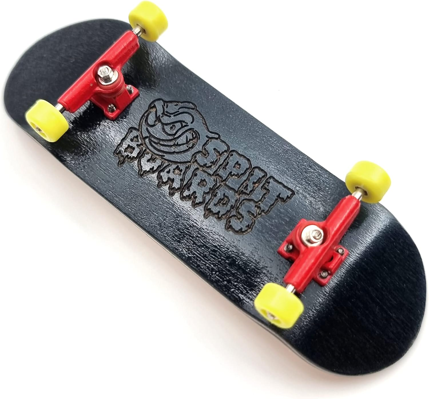 SPITBOARDS 32 Mm Fingerboard Complete Real Wood Set-Up (Pre-Assembled, 5-Layers), Trucks with Lock Nuts, Bearing Wheels, Foam Grip Tape,
