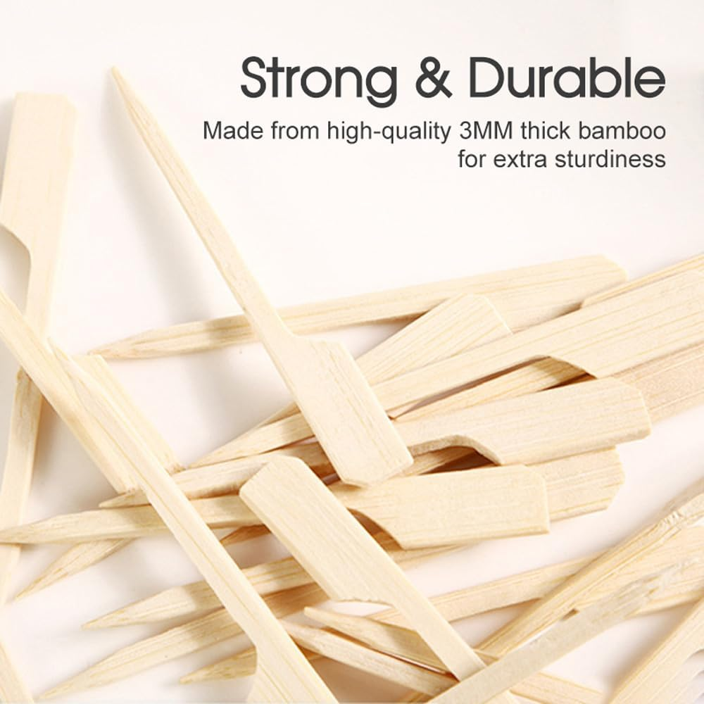 50/100/150PCS Square-End Bamboo Skewers 9CM &ndash; 3MM Thick Mini Wooden Sticks for Appetisers, Meat, Veggies, Fruit & Cheese &ndash; Eco-Friendly Disposable Skewers for BBQ, Parties & Finger Foods (50) image number 4