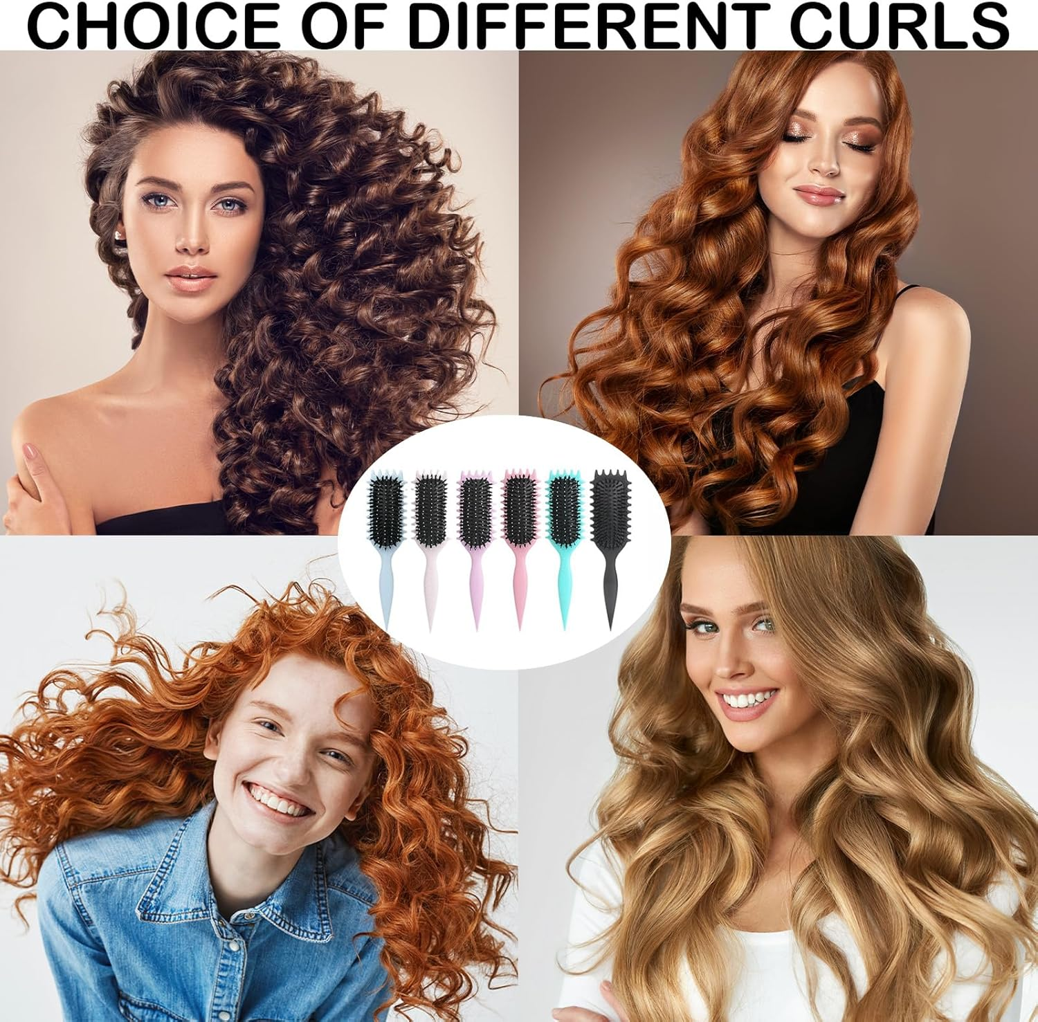 New Curly Hair Brush, 2025 Newest Brush Less Pulling Styling Brush for Men and Women, Curl Brush,Boar Bristle Hair Brush Styling Brush for Detangling (Blue) - Purple image number 2