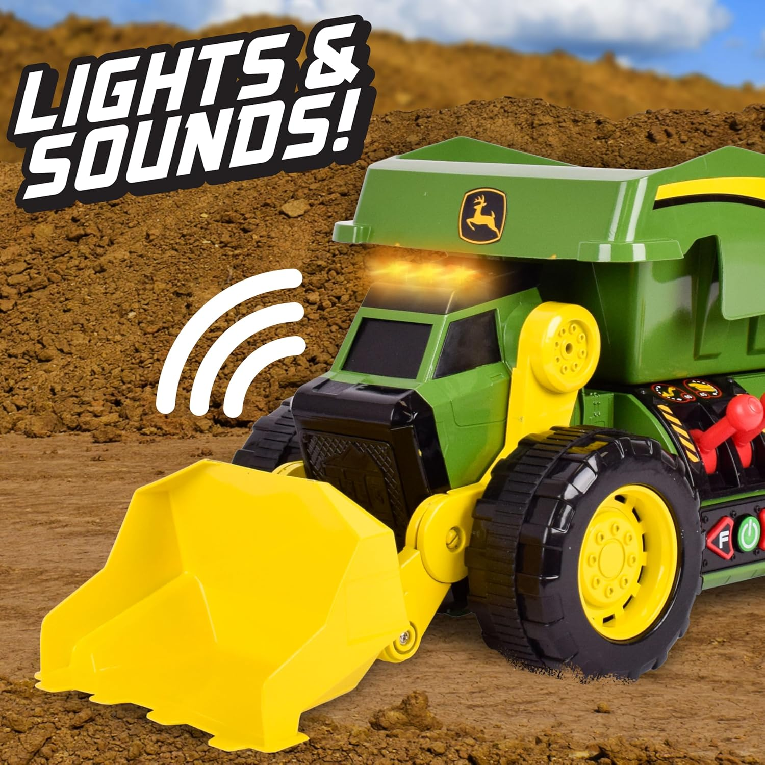 John Deere Motorised Lights & Sounds 2-N-1 Dig & Dump Rig, 46 Cm Size image number 2