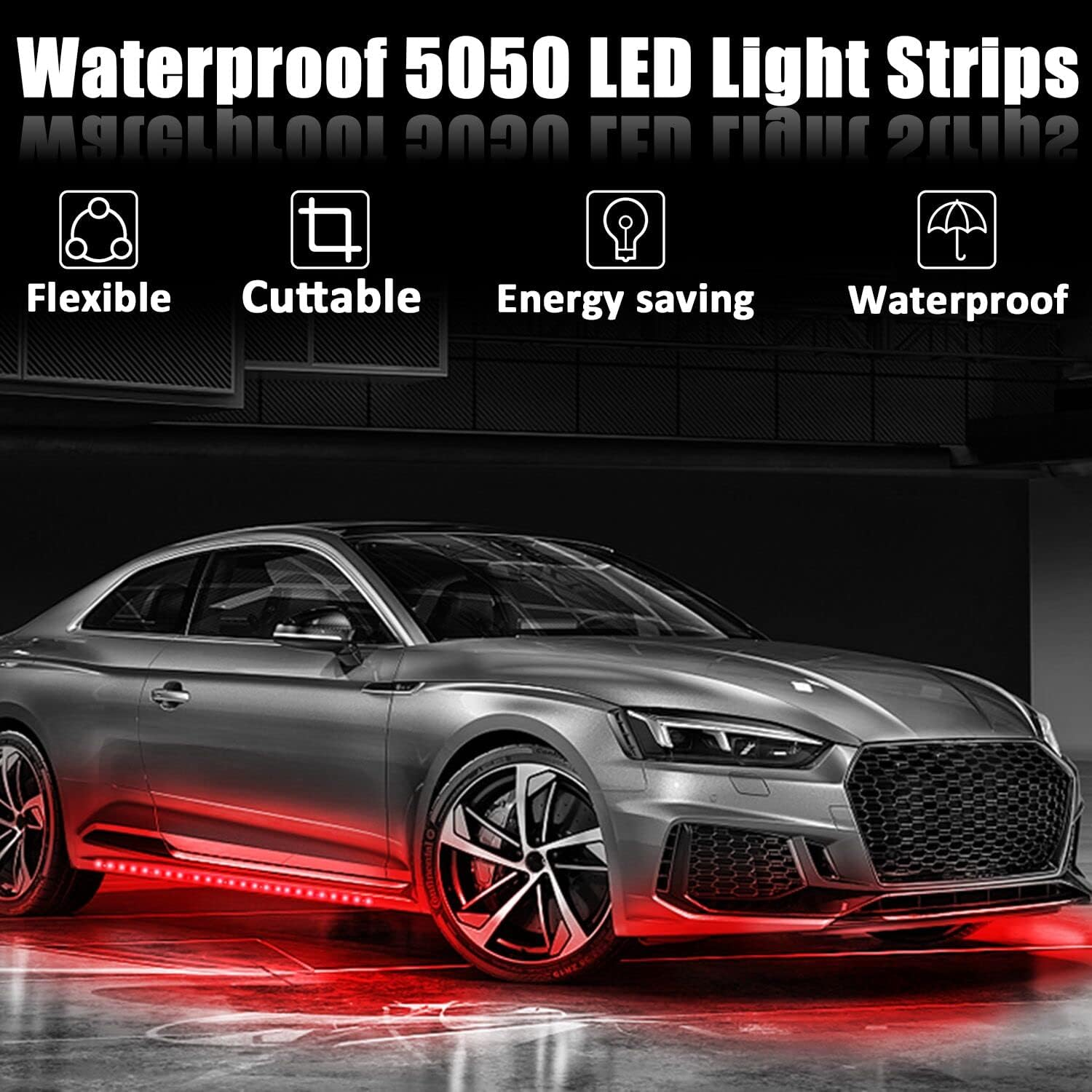 (8-Pack, Red) - XT AUTO 8Pcs 12V Super Bright 30Cm 15 LED Flexible Waterproof LED Strip Light for Car Interior & Exterior Decoration DRL Day Running Light or Boat Bus Garden - Red image number 4