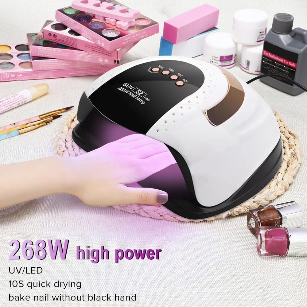 Profesional Nail Lamp 268W, 57Pcs Lamp Beads, Infrared Sensor, 4 Timer Settings, for Nail Salons and Homes image number 3