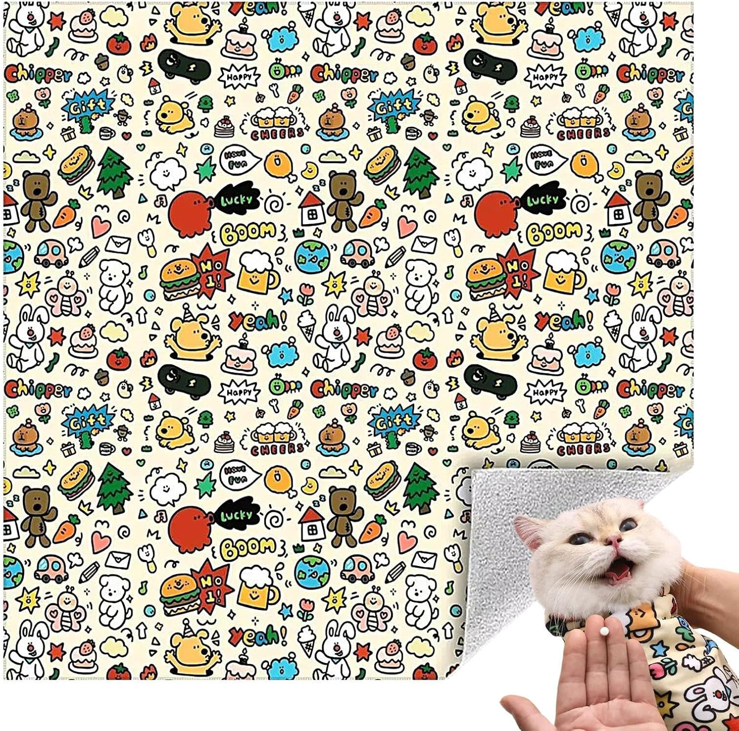 Cat Grooming Wrap - Cat Nail Trimming Wrap Adhesive - Cute Anti-Scratch Bag Pet Animals Blanket for Chinchilla Bunny Small Medium Large Breeds Coat Care image number 2