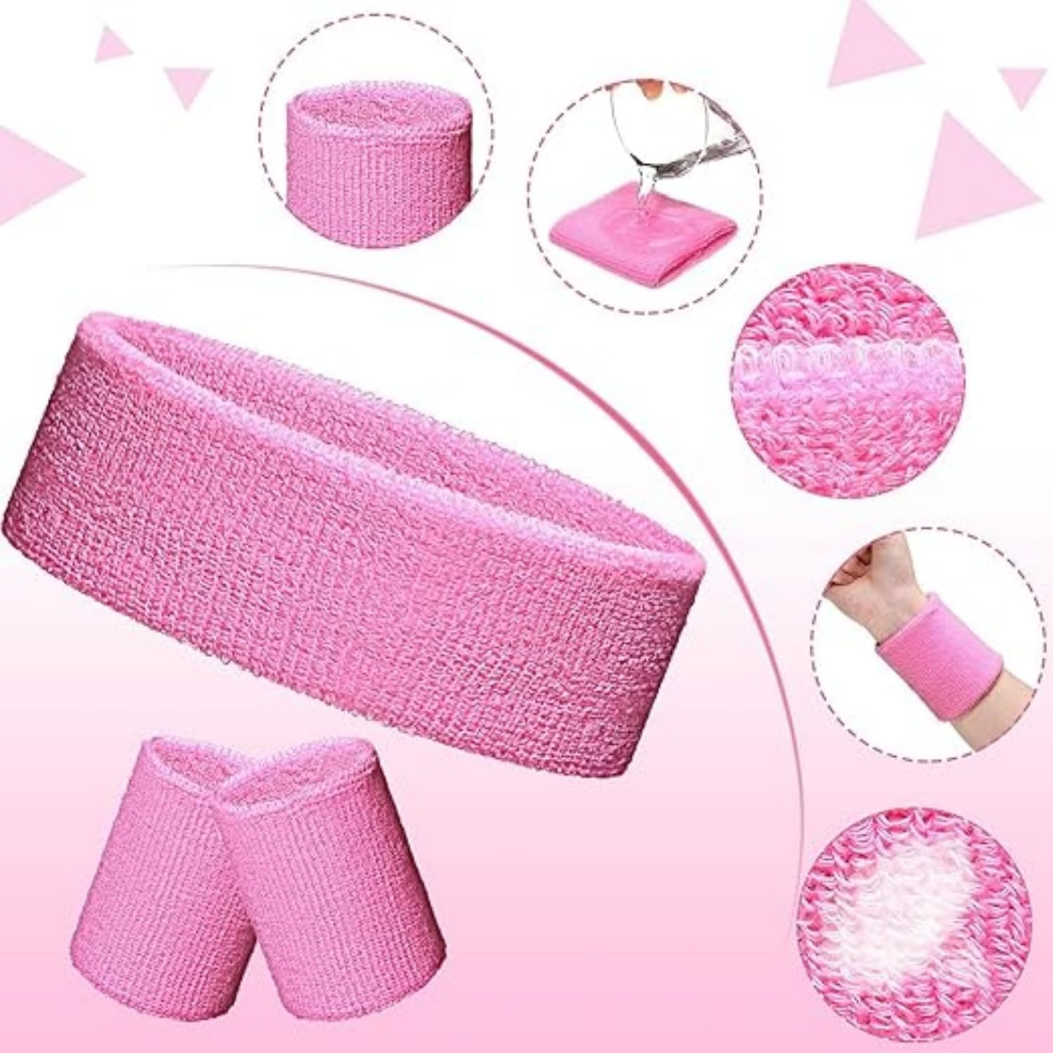 Shoyisenka 8 Sets of 80S Neon Sports Headband and Wrist Guard Sets - Unisex Fitness Headband and Sweat Band (8 Colors, Retro Style) image number 2