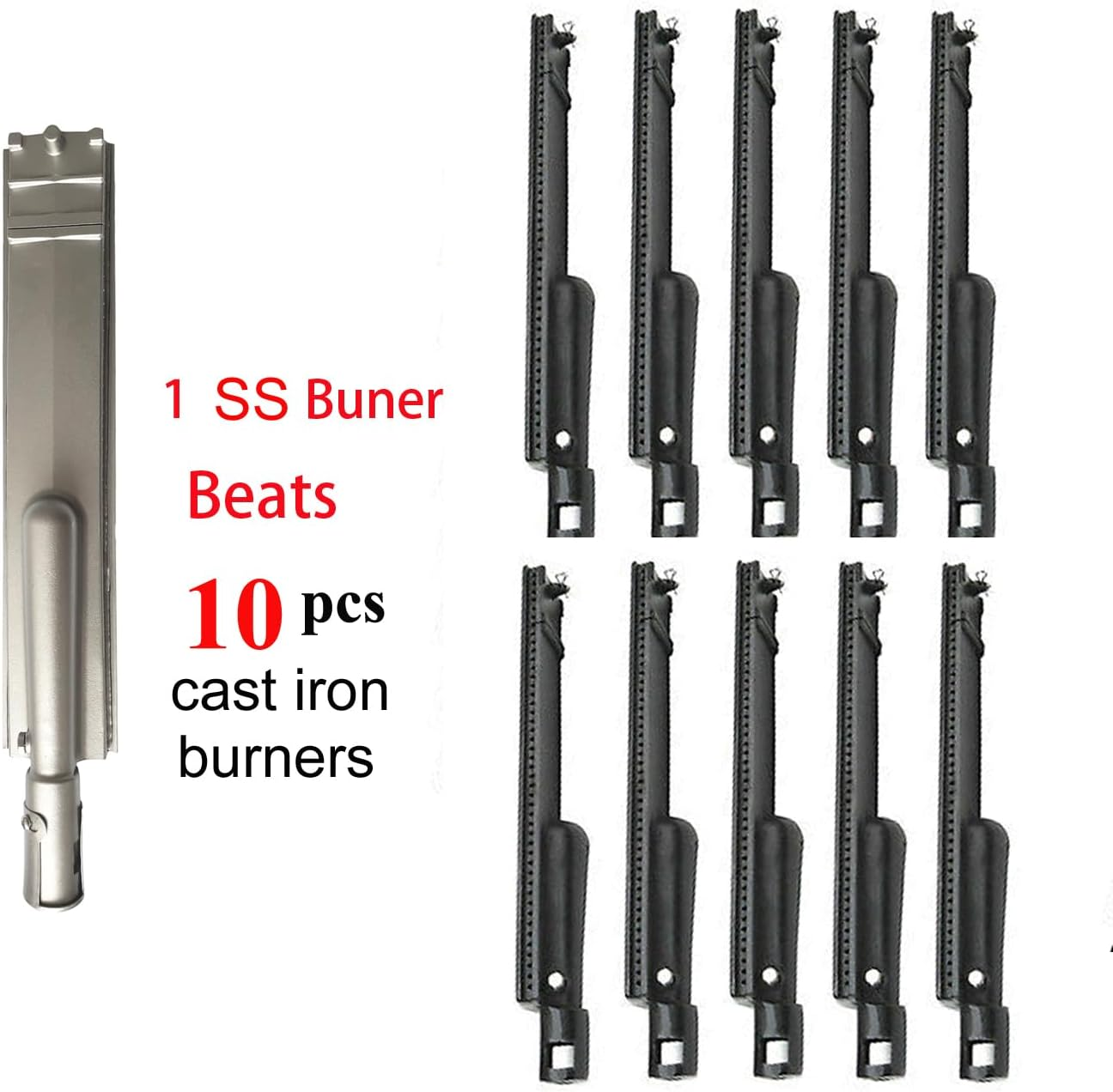 4 Pack Heavy Duty Cast Stainless Steel Grill Burner for Bull, Grill Replacement Parts for Bull, Cal Flame, Lion, Blaze, Turbo, Beefeater, Thermos, Char Broil, Jenn Air, Nexgrill image number 6