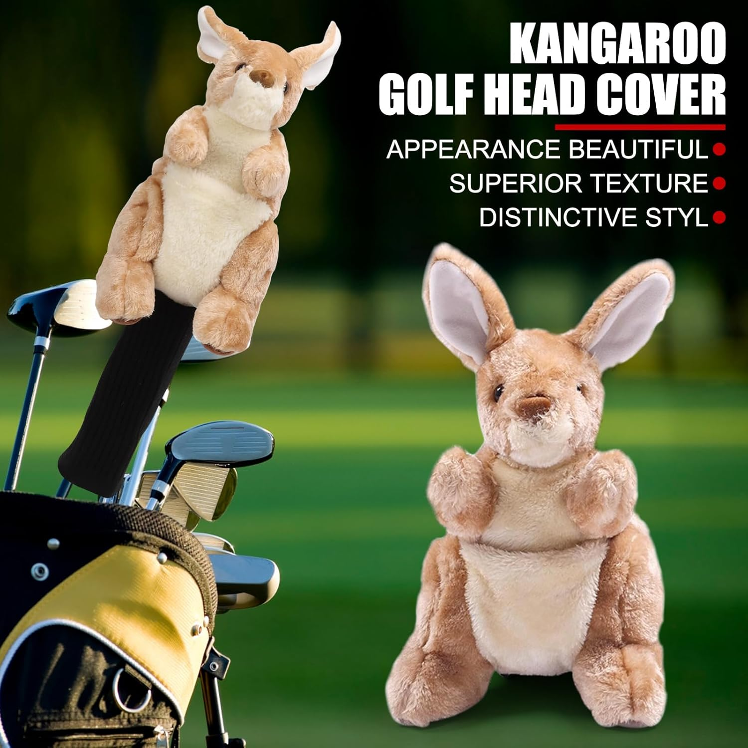 EVTSCAN Golf Club Head Cover, Soft Plush Universal Driver Headcover with Animal Kangaroo Shape, Fits All Standard Driver Head Sizes up to 460Cc image number 4