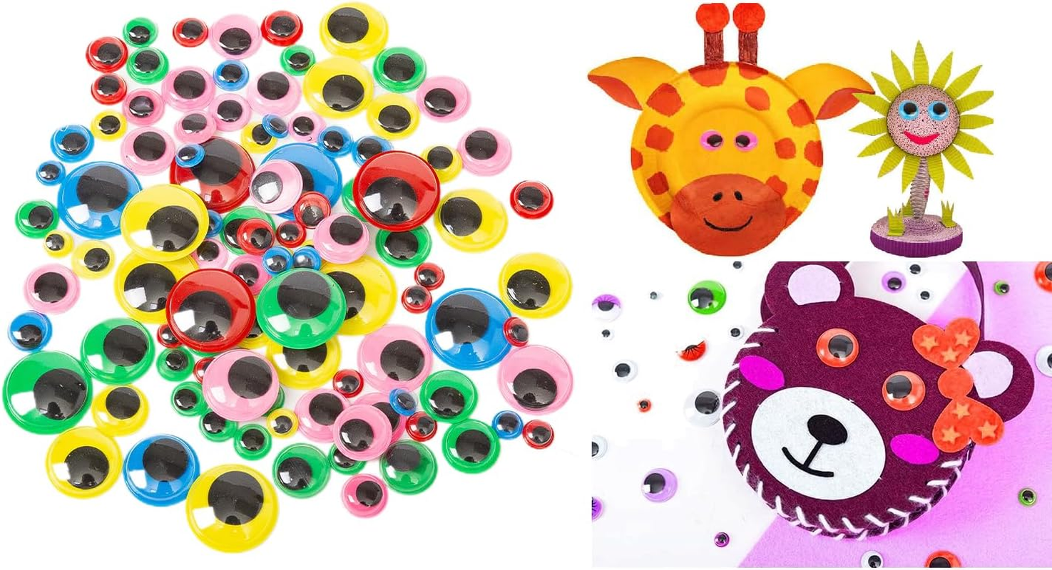 200 Pcs Googly Eyes Self Adhesive Wiggle Eyes for DIY, Multi Colors and Sizes Craft Sticker Eyes image number 3