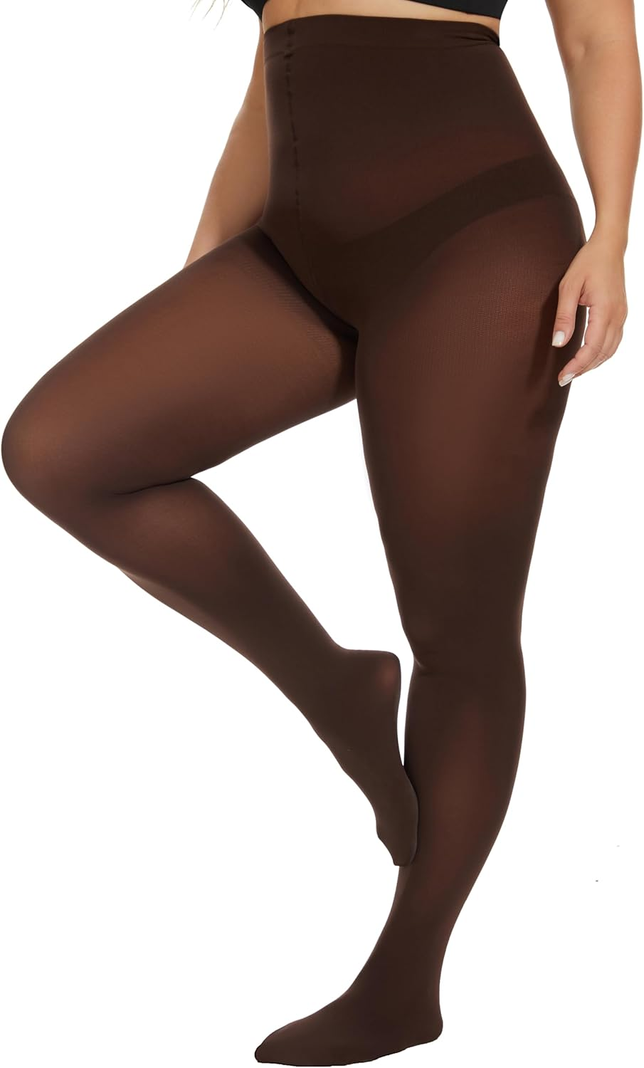 Cozywow plus Size Tights for Women, 80D Soft Solid Color Stockings, High Waist Semi Opaque Pantyhose