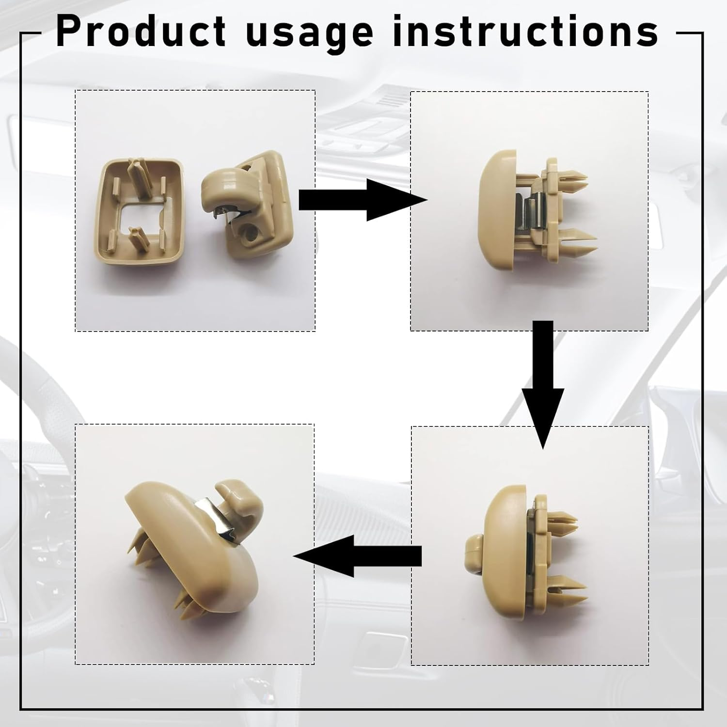 2 PCS Sun Visor Bracket Hook Clip, Upgraded Base Makeup Mirror Fixing Bracket, Car Interior Sunscreen Holder Hook, Compatible with A3 A4 LA 5A 6L Q5 Q3, OEM# 8U0857562A, 8E0857562 (Beige) image number 5