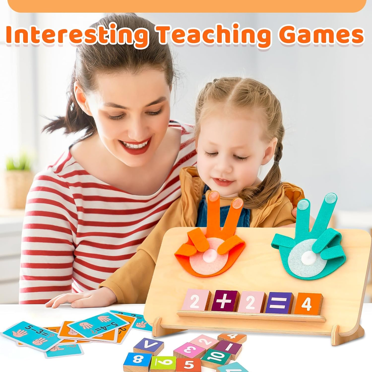 Caunedy Montessori Learning Toys for Toddlers 2-4, Preschool Educational Math Toy, Manipulatives Number Counting Block and Number Tracing Board, Boy Girl Birthday Gifts image number 1