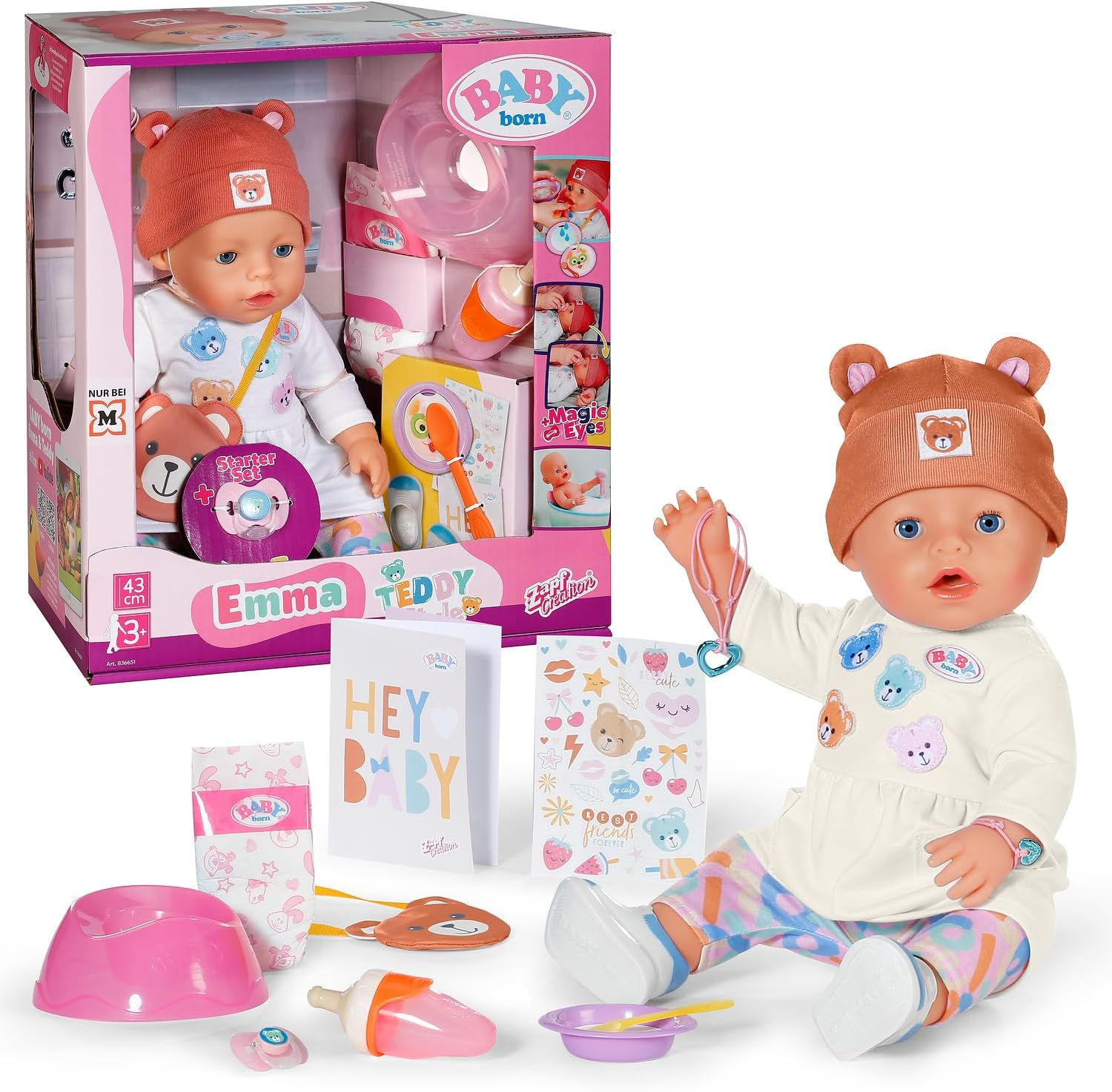 Baby Born Jonas, ​​Baby Doll with 10 Functions and Accessories, for Children Aged 3 and Over, Works without Batteries, 43Cm Tall Doll, 834848 Zapf Creation