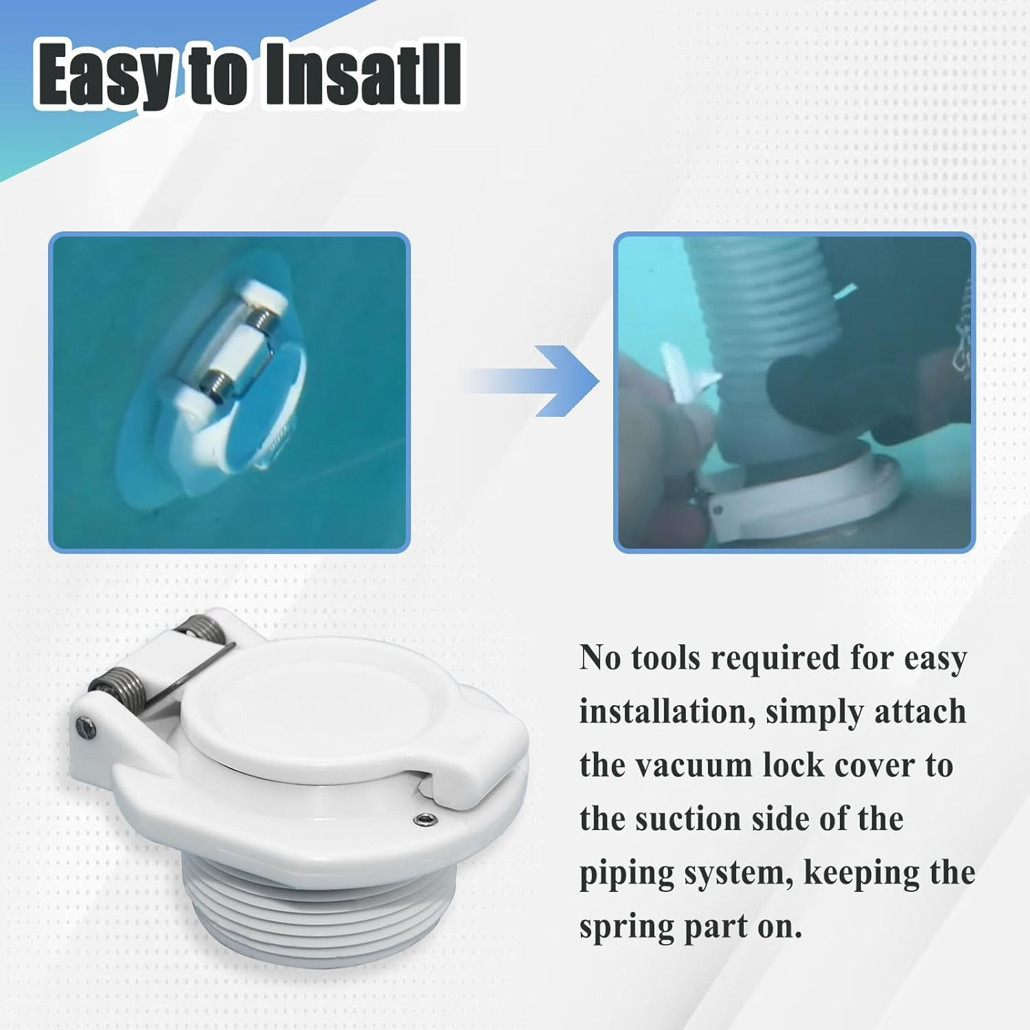 2 Pcs W400BWHP Vacuum Safety Lock, Swimming Pool Wall Accessory Replacement for Pool Cleaners image number 2