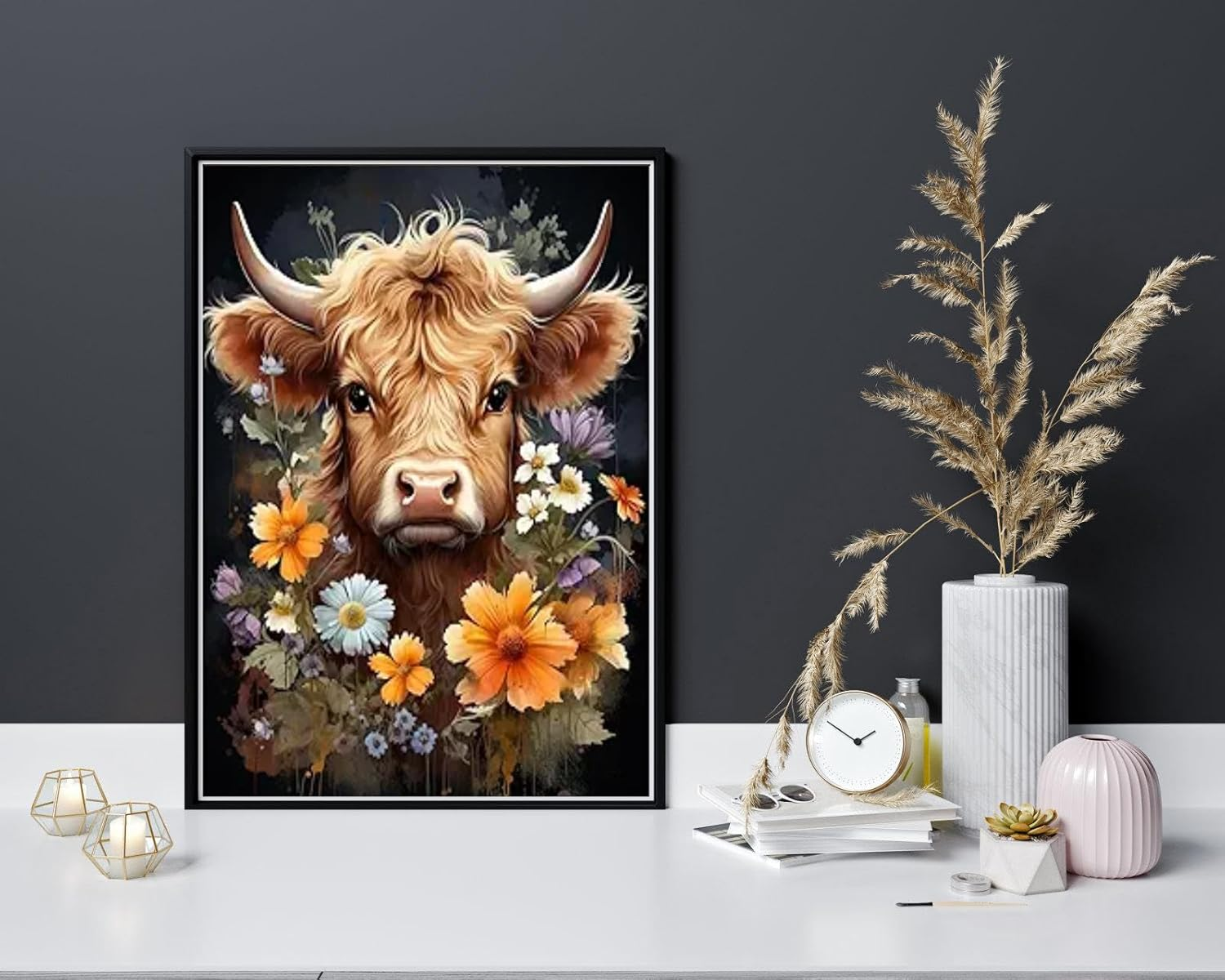 Diamond Painting Kits for Adults, 5D Diamond Art Painting Cattle Art for Adult,Diy Full round 5D Diamond Drill Kit,Gem Art Craft Home Decor,Wall Painting Kit 16X12 Inch image number 4