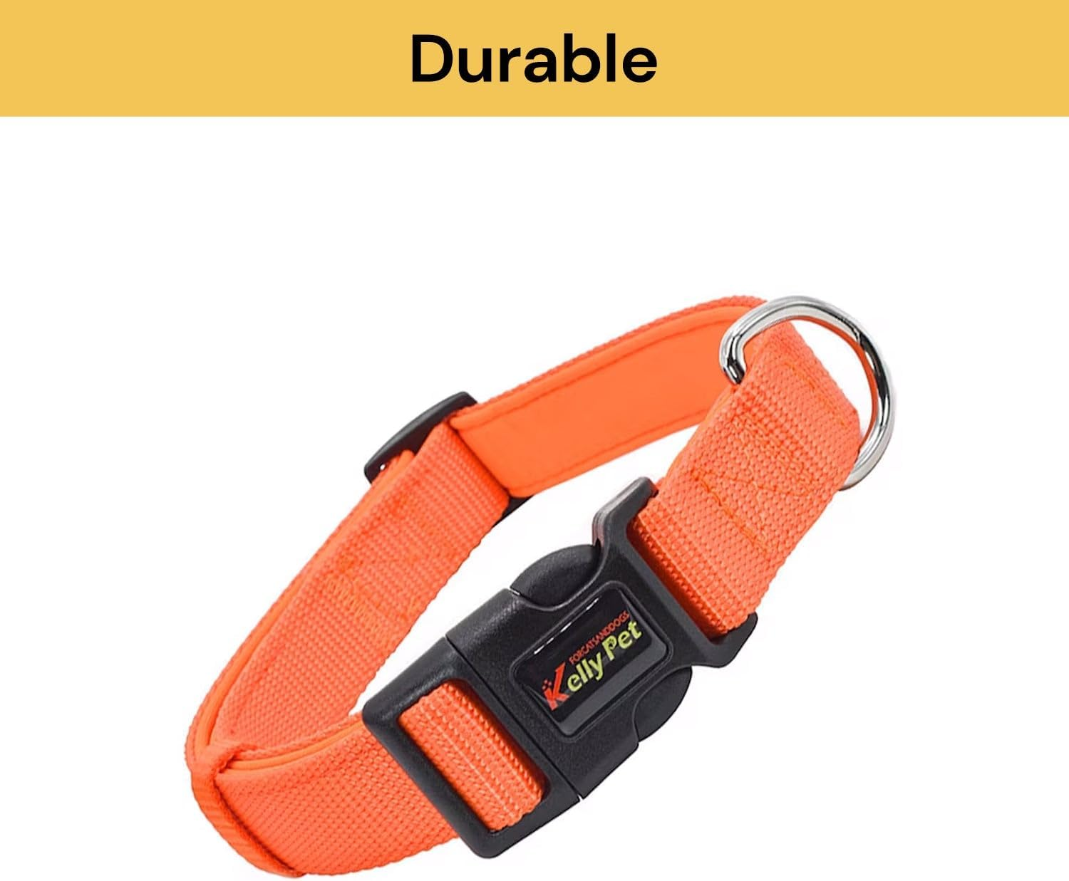 EZONEDEAL Heavy Duty Dog Collars for Medium Dogs - Nylon Puppy Collar, Medium Dog Collar, Pet Collar Suitable for Most of Male Female Dogs - Adjustable Breathable (Medium, Orange) image number 5