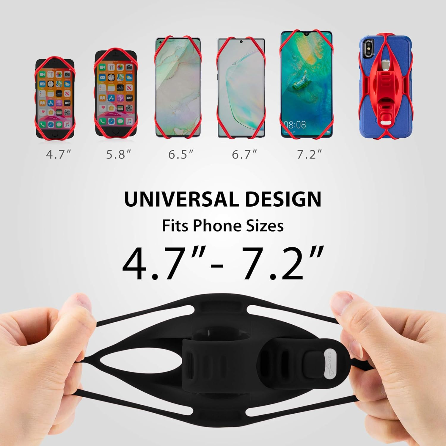 BONE Bike Tie 4 Bike Phone Holder for Handlebar Mounting, Universal Cell Phone Holder for 4.7" to 7.2", Face ID Compatible, Ultra Light Silicone Bike Phone Mount for Road Touring Black image number 3
