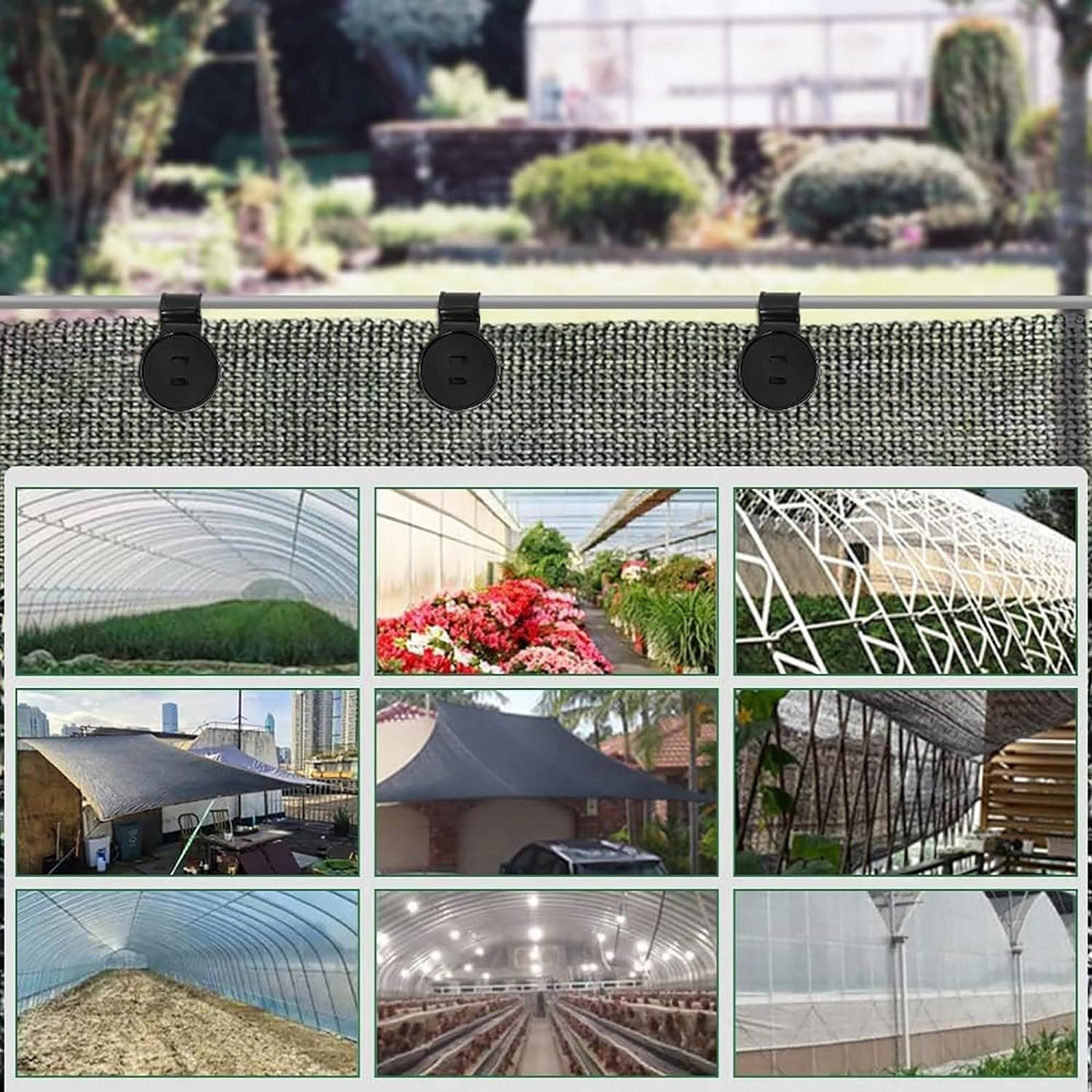 50PCS Shade Cloth Clips, Shade Cloth Heavy Duty Lock Grip,Shade Cloth Plastic Clips Windproof Awning, Greenhouse Shade Cloth Fix Clamp Tent Clips Accessory for Garden Netting Sun Shade Net (Black) image number 1