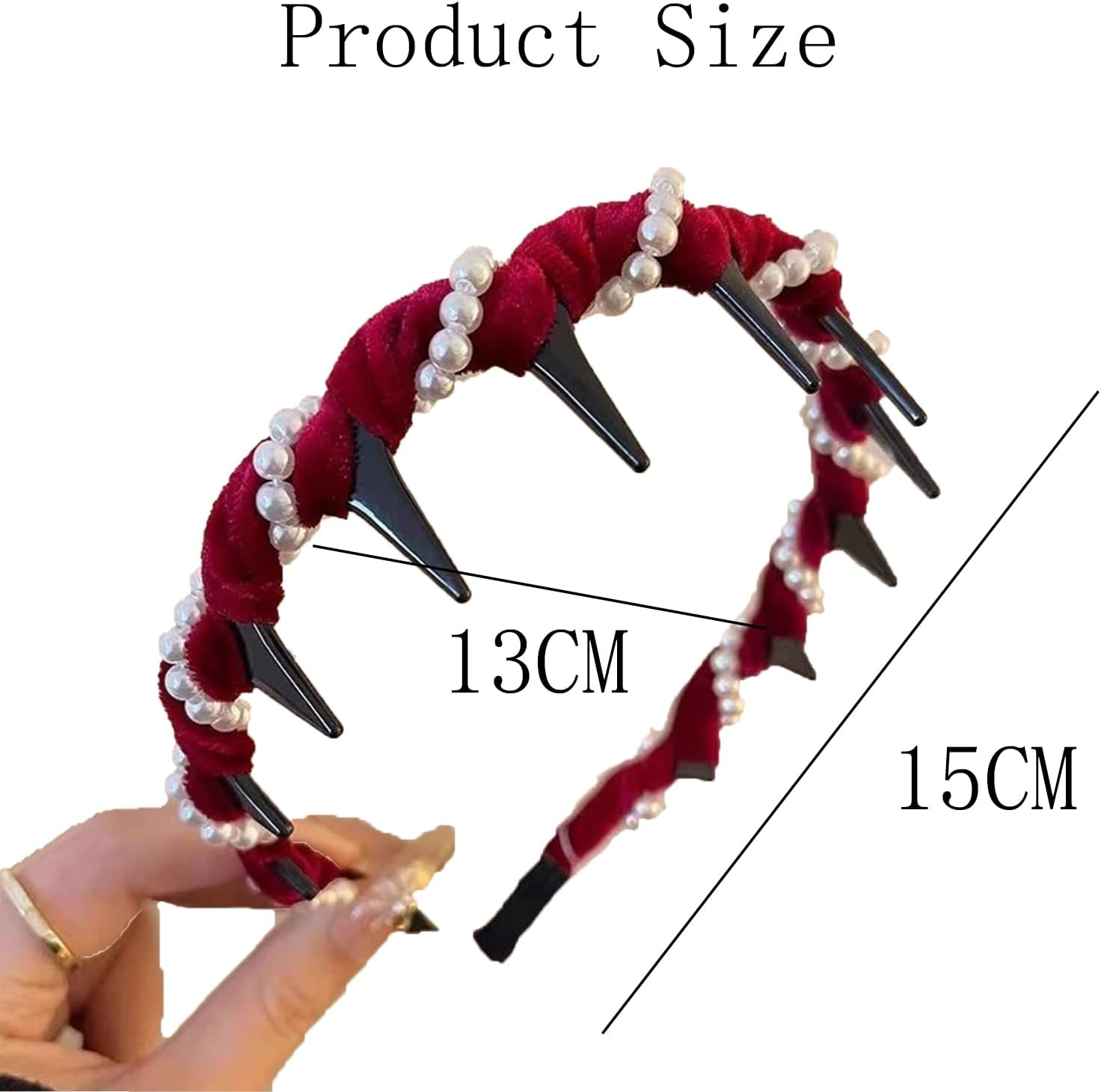 Pack of 3 Vintage High Cranium Artificial Pearl Hairband, Headband Beads for Women, Elegant Headband for Weddings and Special Occasions, Comfortable Design for Daily Use image number 3