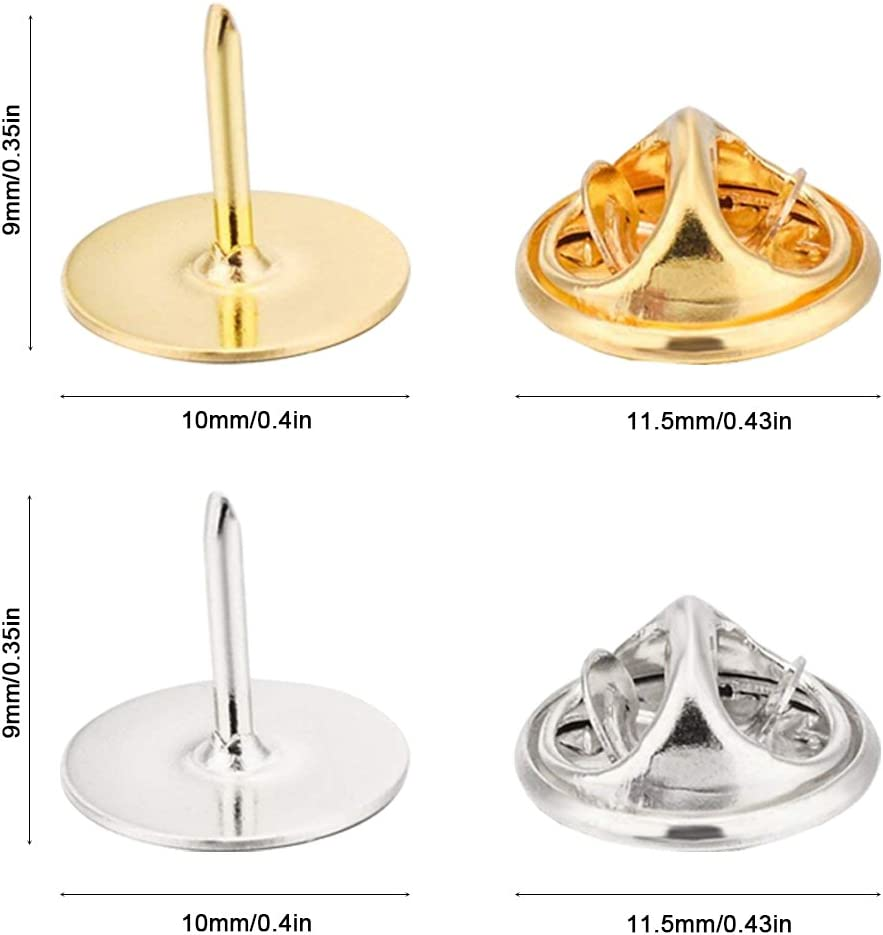 Yucool 60 Pcs Butterfly Clutch with Blank Pins, Metal Pin Backs Replacement for Craft & Jewelry Making