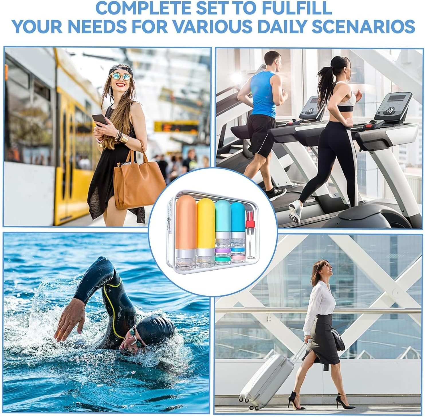 16-Pack TSA Approved Travel Essentials Bottles Set &ndash; Leakproof Silicone Toiletry Containers | Squeezable Shampoo & Lotion Bottles for Airplane Carry-On image number 6