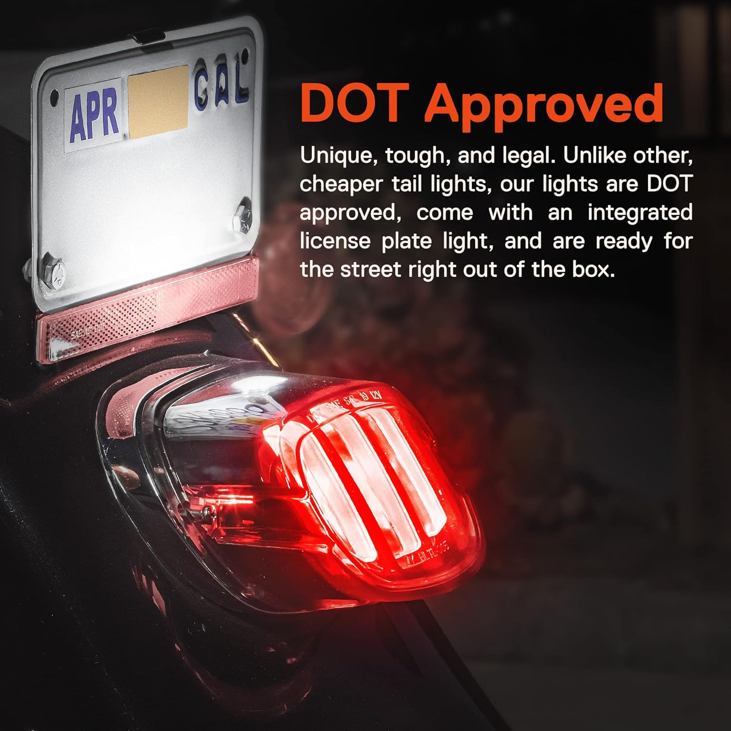 TRUE MODS LED Brake Tail Light for Harley Davidson [DOT Approved] [Claw-Design] [Plug-N-Play], License Taillight for Harley Sportster Dyna Fatboy Road King Glide Electra Heritage image number 4