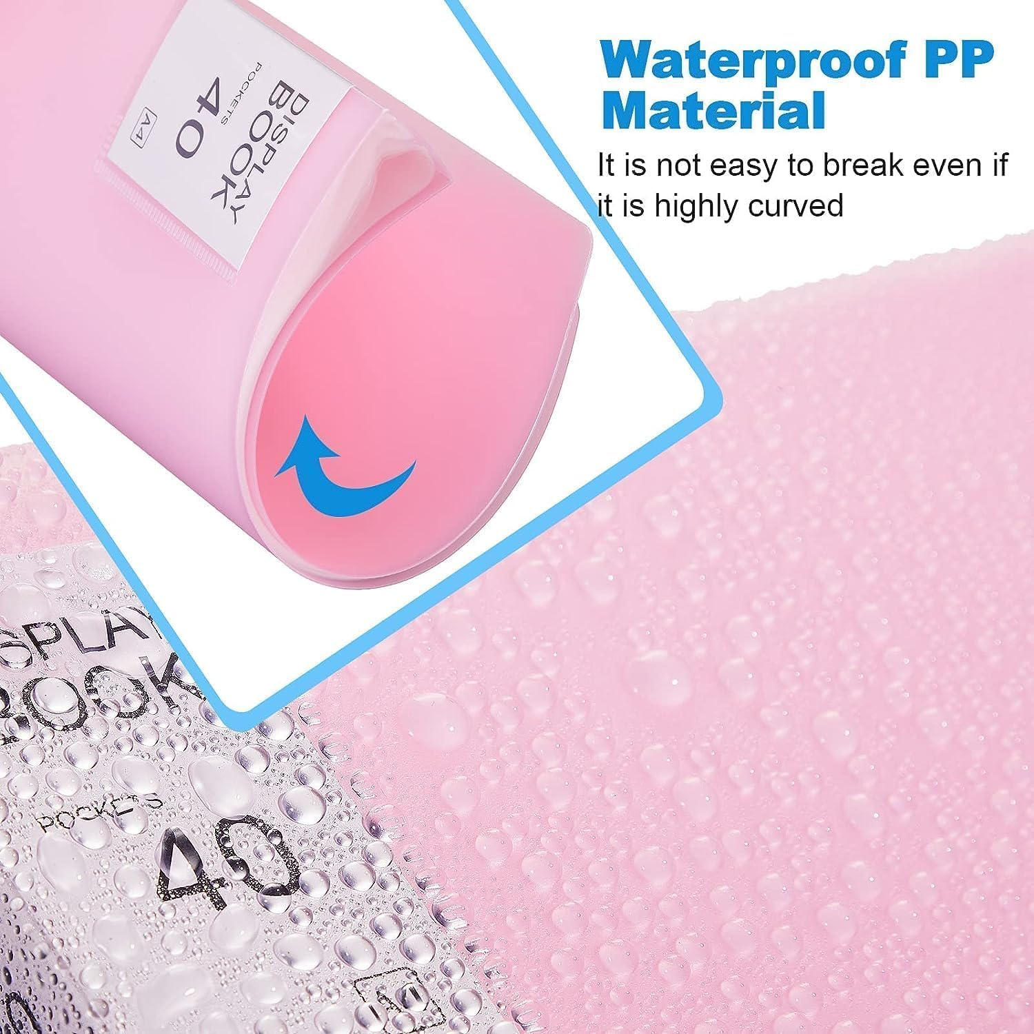 4 Pcs 40 Pockets Presentation Display Book Folder with Clear Sheet Protectors, 4 Colors A4 Waterproof Folder Binder Display 80 Pages Bound Sheet Protector for Document, Sheet Music, Photo, Certificate image number 2