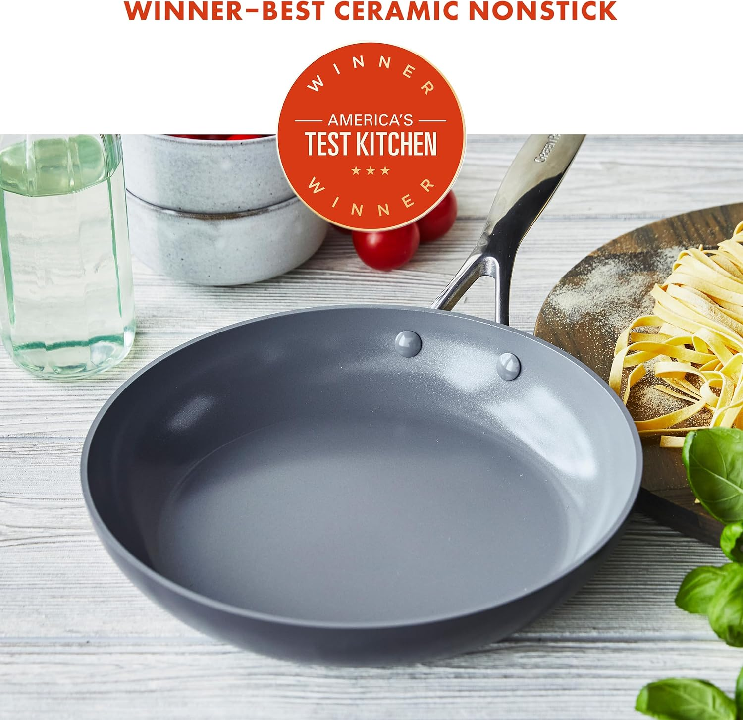 Greenpan Valencia Pro Hard Anodized Healthy Ceramic Nonstick 28Cm Frying Pan Skillet, Pfas-Free, Induction, Dishwasher Safe, Oven Safe, Gray image number 4