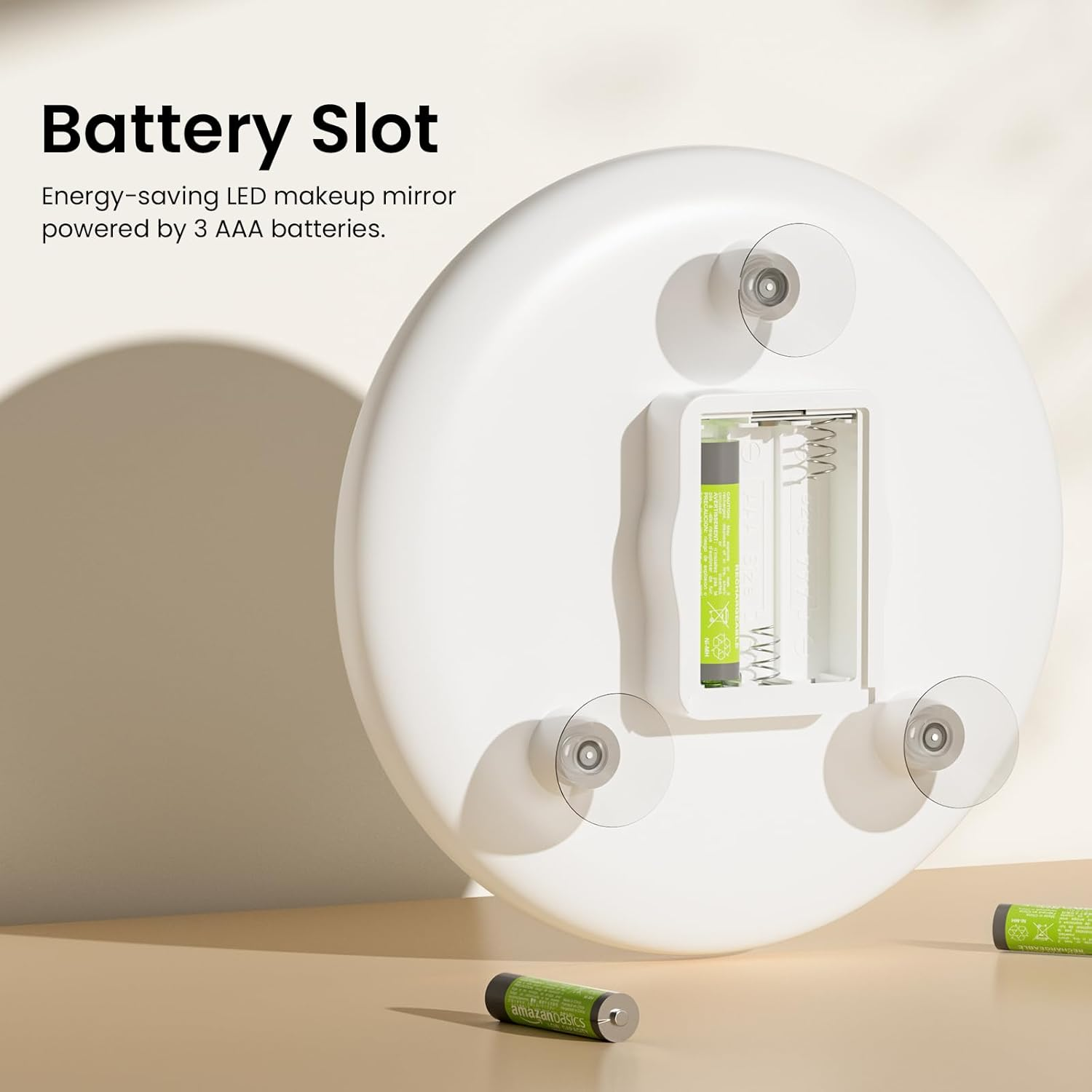 EMKE Led Magnifying Mirror, Compact Mirror with Lights 5X Magnifying Mirror with Suction Cup, Shower Cosmetic Mirror Portable Makeup Mirrors for Travel, Makeup, Shaving, Eyebrows, 167X167Mm image number 3