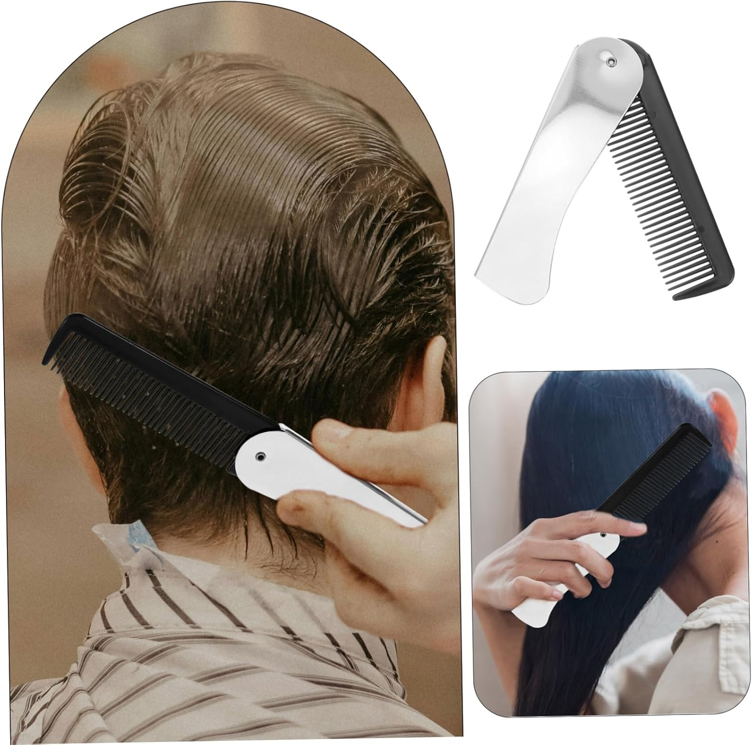 OHPHCALL Folding Hair Comb for Men Women Portable Mini Comb for Travel Office Car image number 1