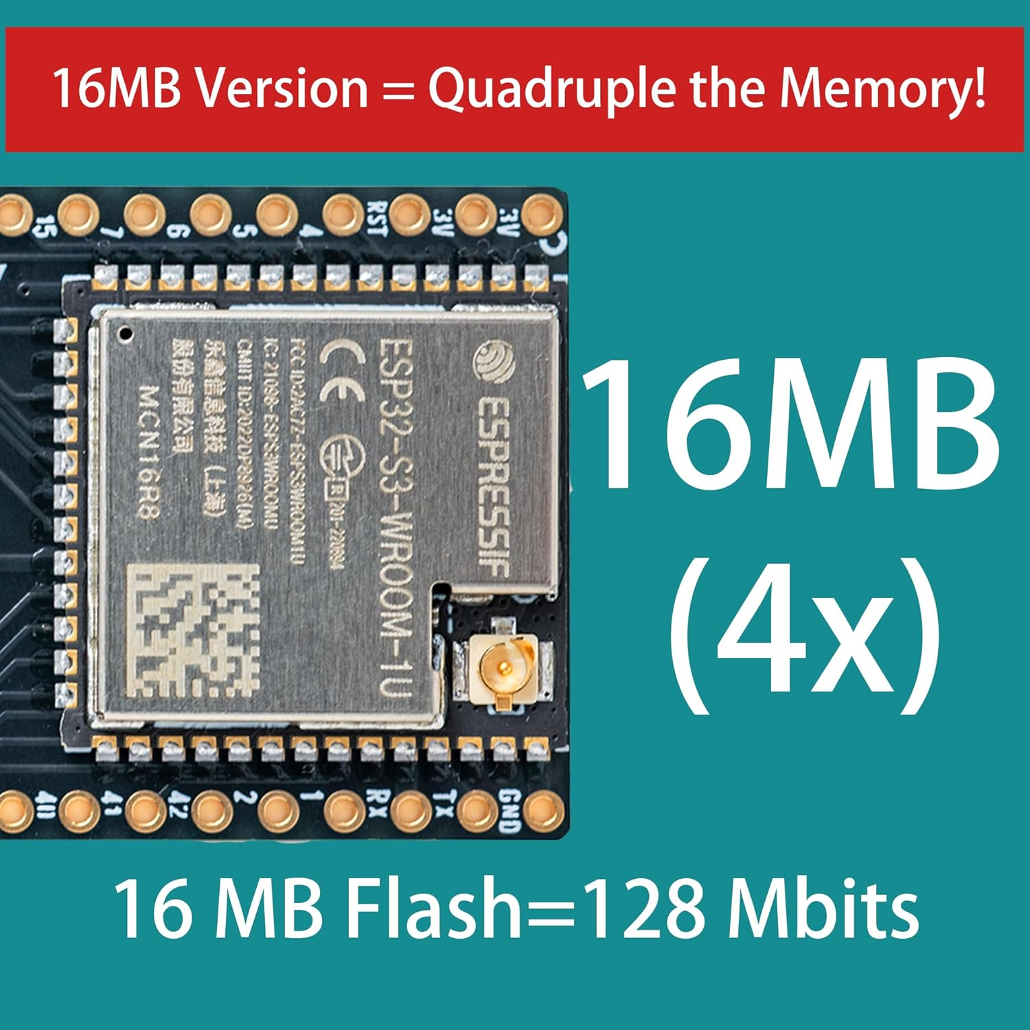 ESP32-S3 Gold Edition Dev Board: 16MB Flash, 8MB PSRAM, IPEX Antenna, Dual Type-C, Lead-Free &ndash; Compatible with Arduino, Micropython & ESP-IDF N16R8 (16MB +Antenna) image number 3