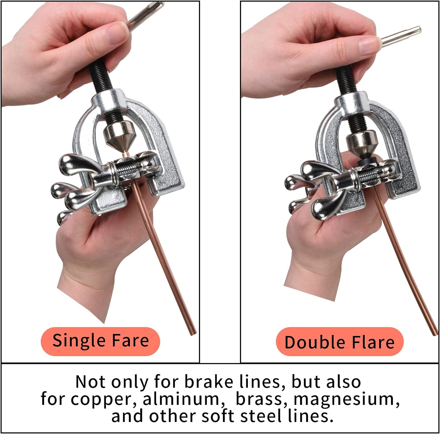 Muhize Brake Flare Tool Kit - Upgraded 1/4 Inch Brake Repair Kit (25 Feet), Corrosion Resistant Copper Brake Tubing + Flaring Tool, 16 Braking Fittings & 4 Unions image number 2