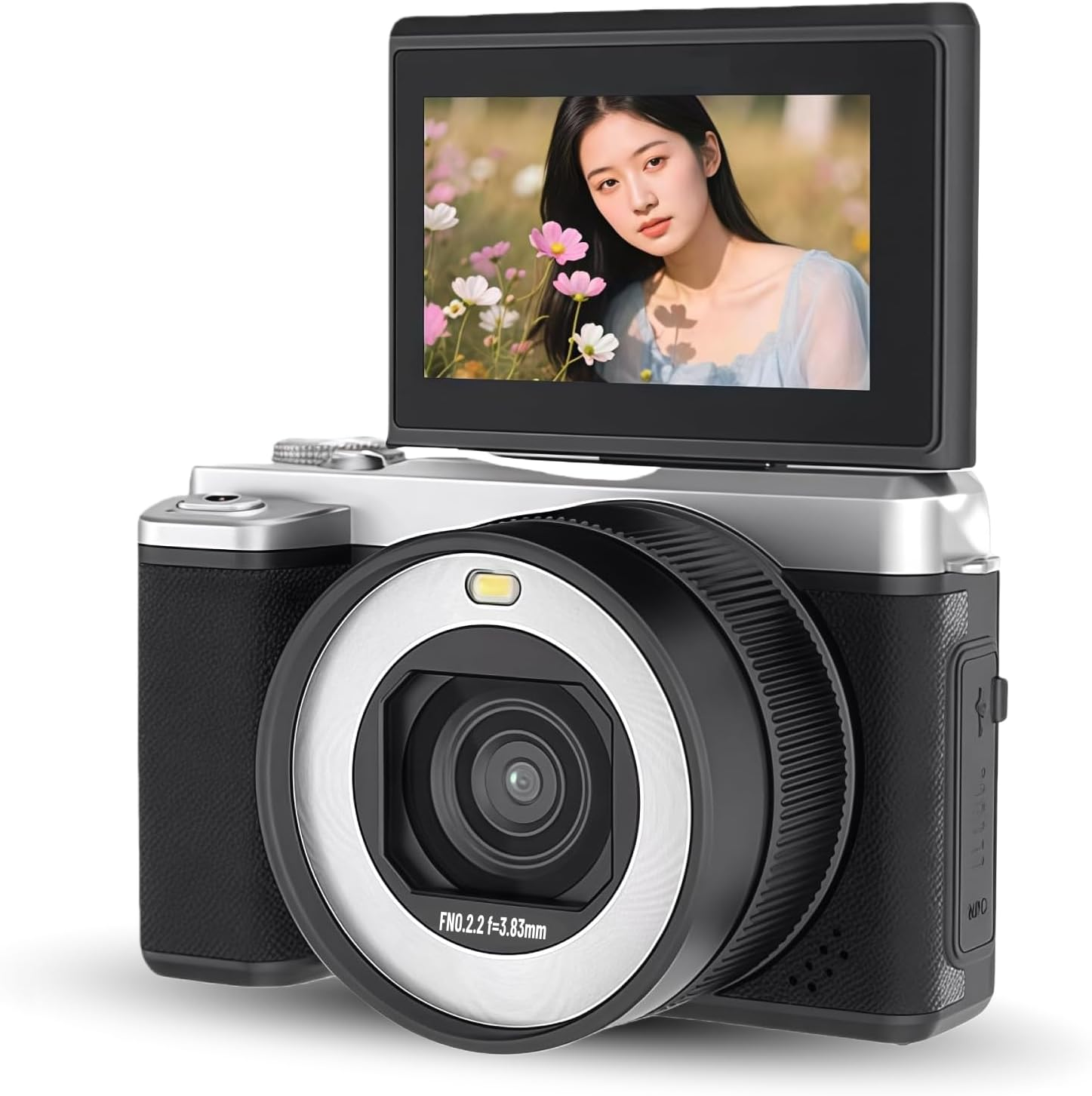 5K 75MP Digital Camera, with 18X Optical Zoom Stabilization, 3 Inch Flip Screen, Retro Digital Camera, Compact Camera, for Travel Photography Vlogging Family