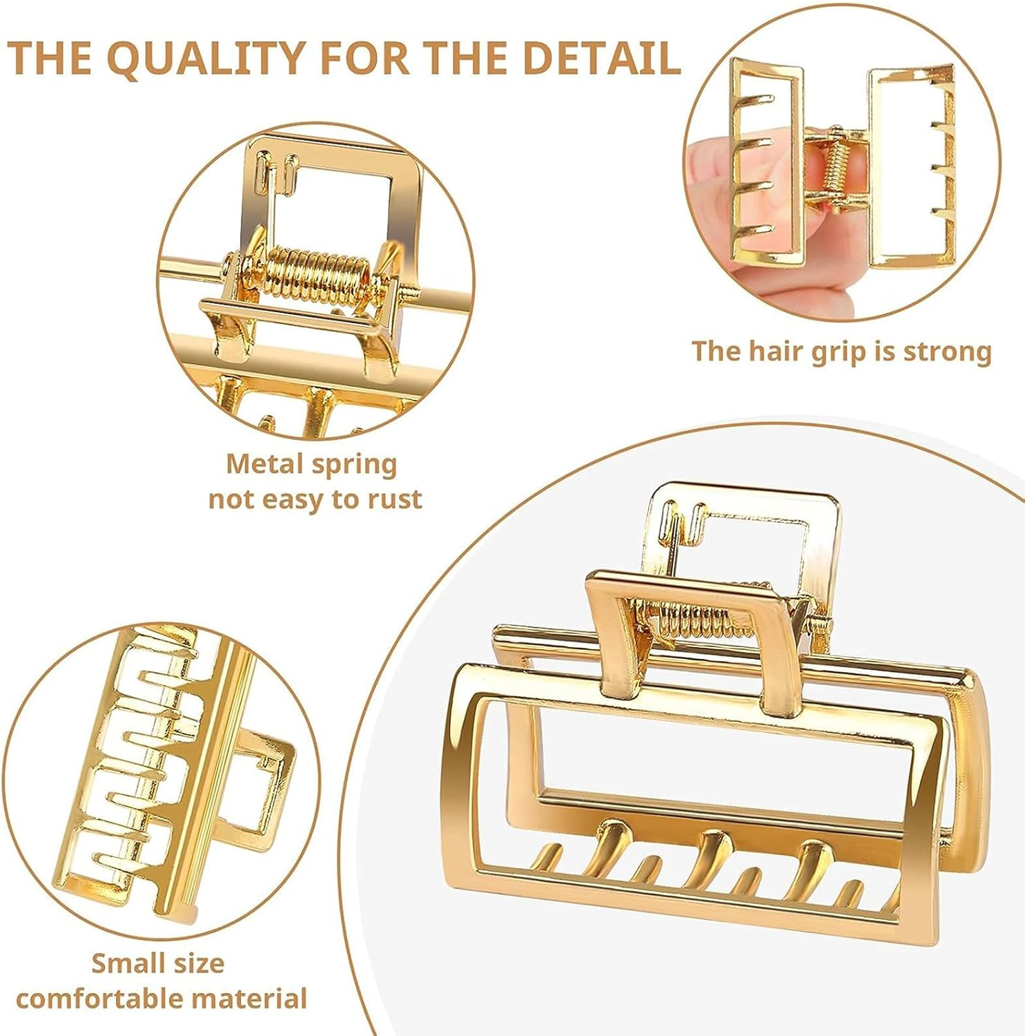 Shirene Gold Claw Clips, 8 Pcs Metal Hair Clips, Non Slip, Fashion Accessories for Women & Girls image number 5