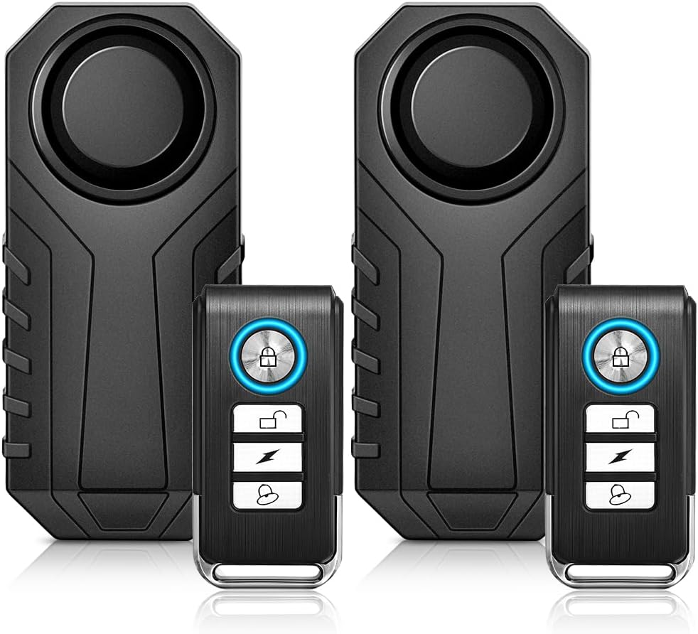 ZEXMTE Bicycle Alarm System, 113Db Loud Wireless Anti-Theft Bicycle Motorcycle Alarm System Car Waterproof Bicycle Alarm System with Remote Control, Black, 2 Pack image number 4