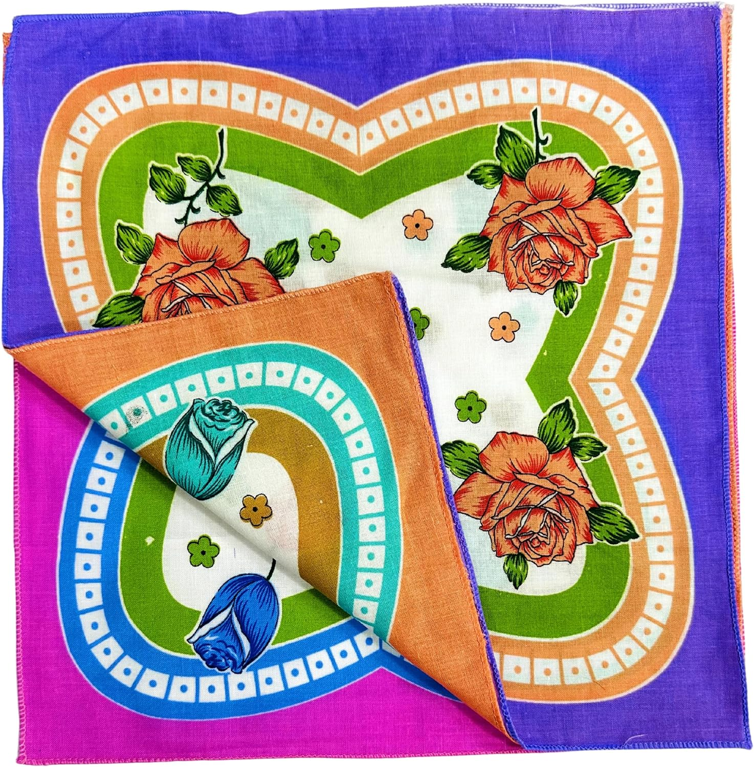 Royal Mart Premium Cotton Handkerchiefs - 11 * 11 Colorful Prints for Women/Girls (Pack of 03, Multicolor. Designs Will Vary as per Availability image number 1