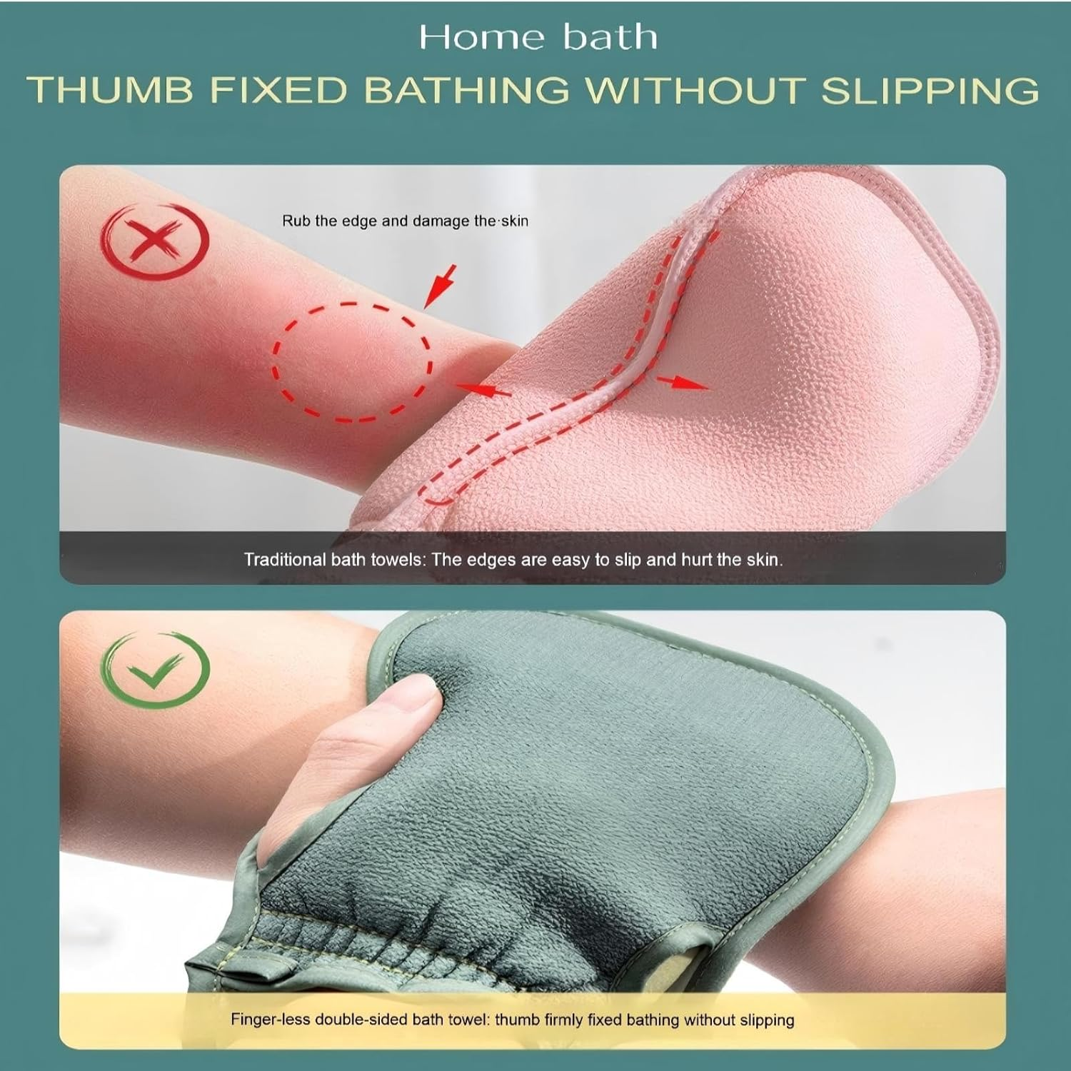 AYOCULTURE Dual-Sided Exfoliating Glove for Smooth Skin - Natural Fibers, One Size Fits Most - Thickened 2 Pcs image number 2