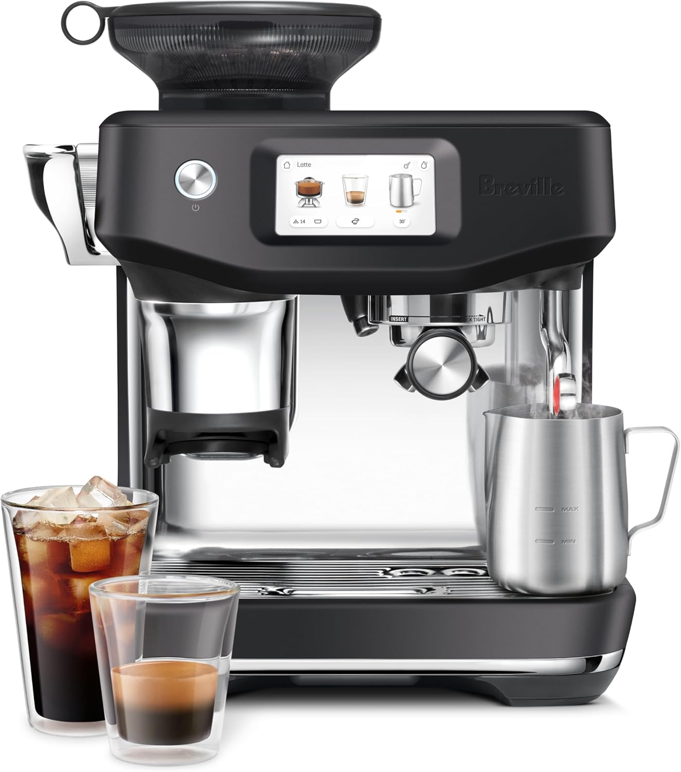 Breville the Barista Touch Impress Coffee Machine, Espresso Machine with Coffee Grinder (BES881BTR) - Black Truffle