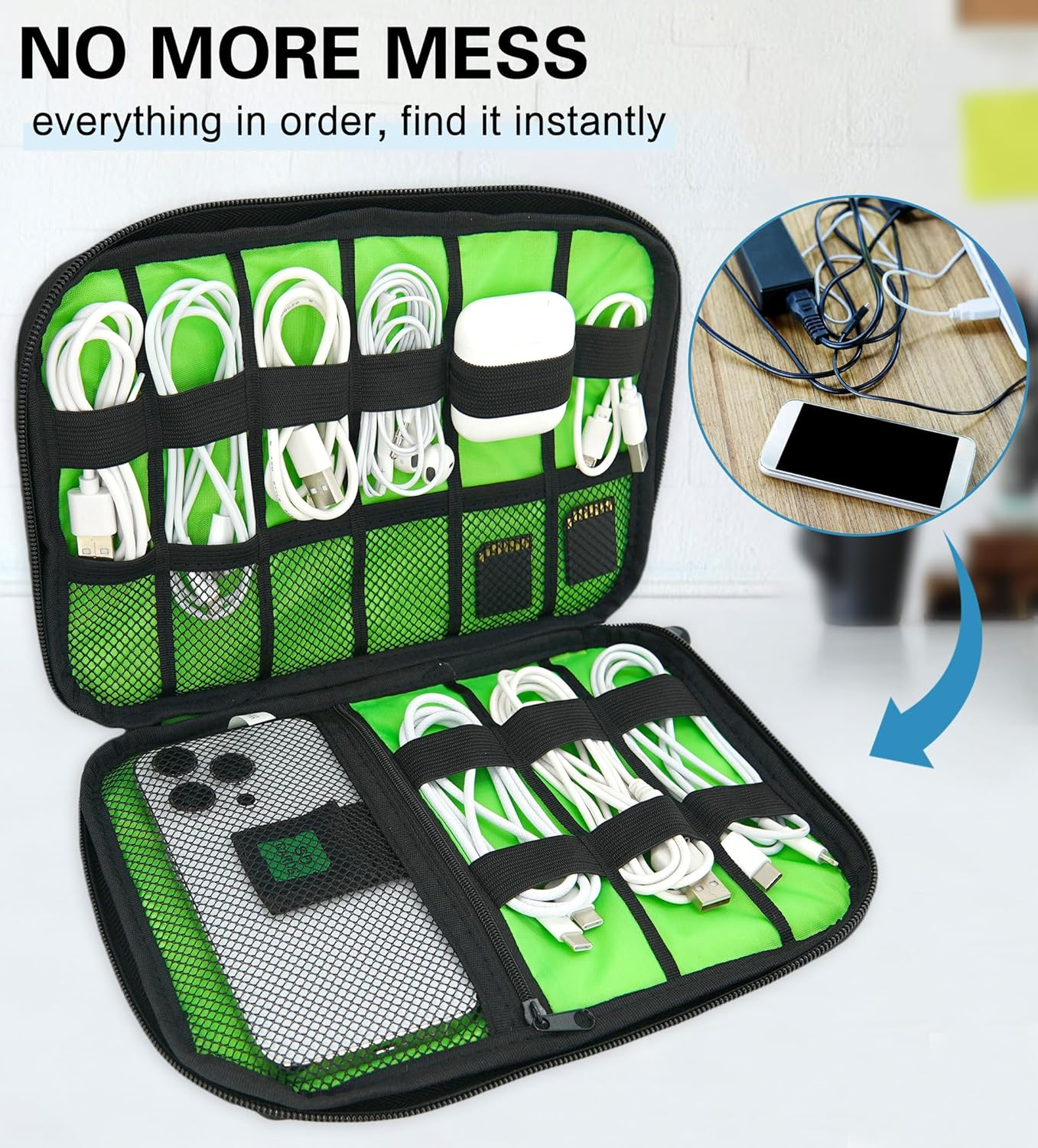 YOKONICO Electronics Organizer Bag, Cord Organizer Travel, Portable Tech Bag, Travel Cable Case, Travel Essentials for Cord/Charger/Tech Storage/Power Bank/Earphone/Usb/Sd/Electronic Accessories image number 3