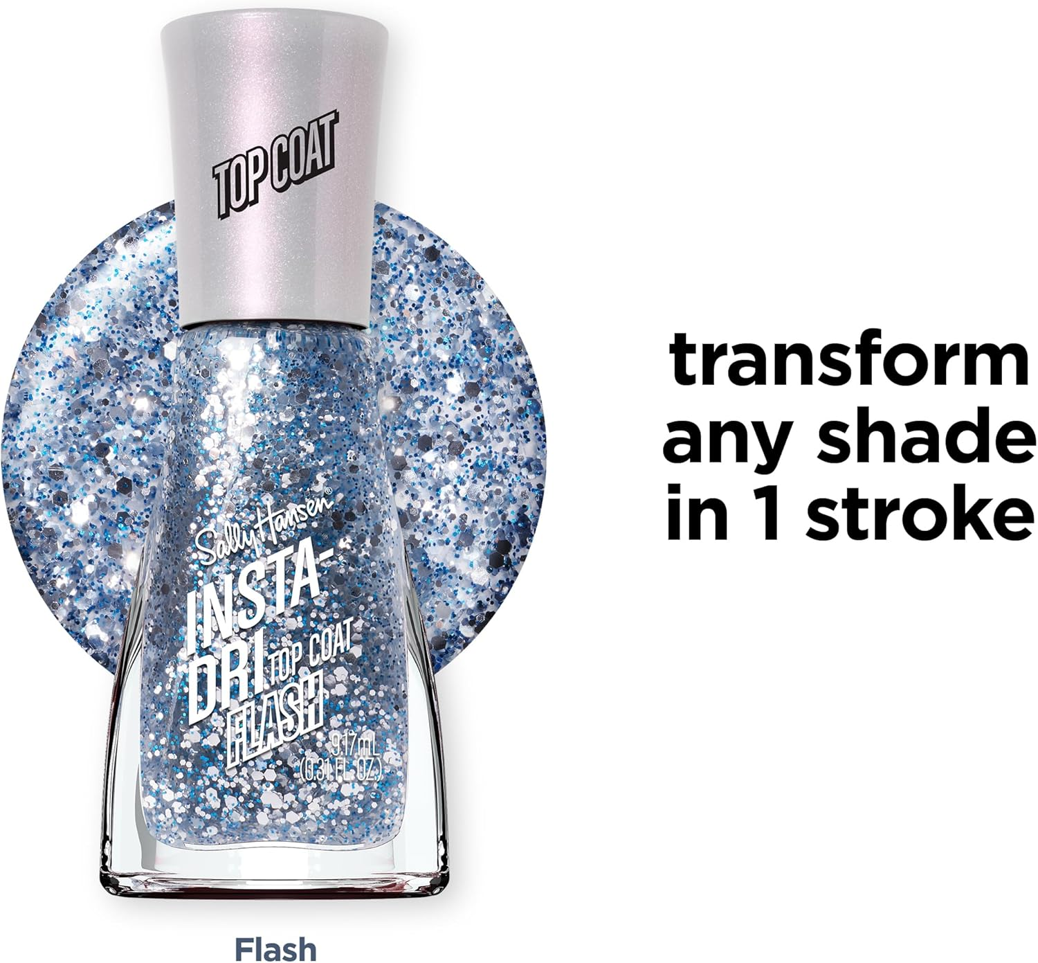 Sally Hansen Insta-Dri, Flash Top Coats, Quick Dry, Long Lasting, Sheer, Shimmery Blue Nail Polish image number 5