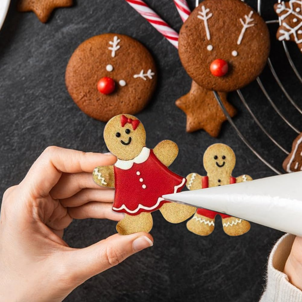 Set of 6 Gingerbread Man and Gingerbread Woman Cookie Cutters, Biscuit Cake Baking Cutter Molds, Stainless Steel Cookie Cutter for Family, 3 Sizes(Color:Silver) image number 2