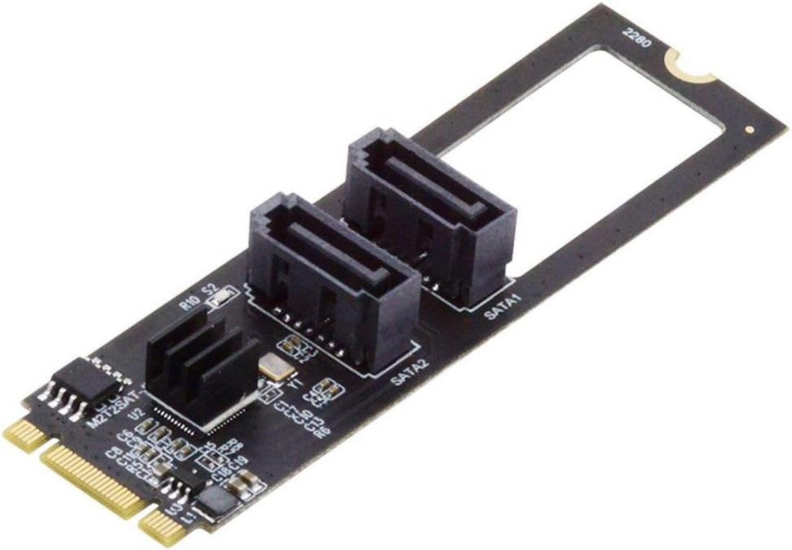 Chenyang Mini PCI-E/M.2(A+E Key) to 4 SATA 3.0 Extension Card Adapter for Motherboard SATA Hard Drive Port Extension with 10Cm Flat Cable