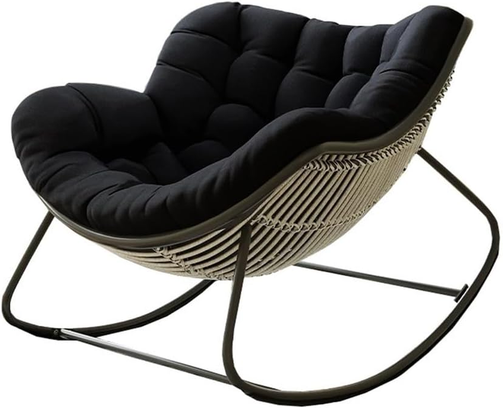 Lazy Rocking Egg Chair Cushion, Indoor Outdoor Oversized Lounge Wicker Papasan Cushion, Thick Nest Back Seat Pillow for Patio Porch Garden(Only Cushion)(Light Gray)