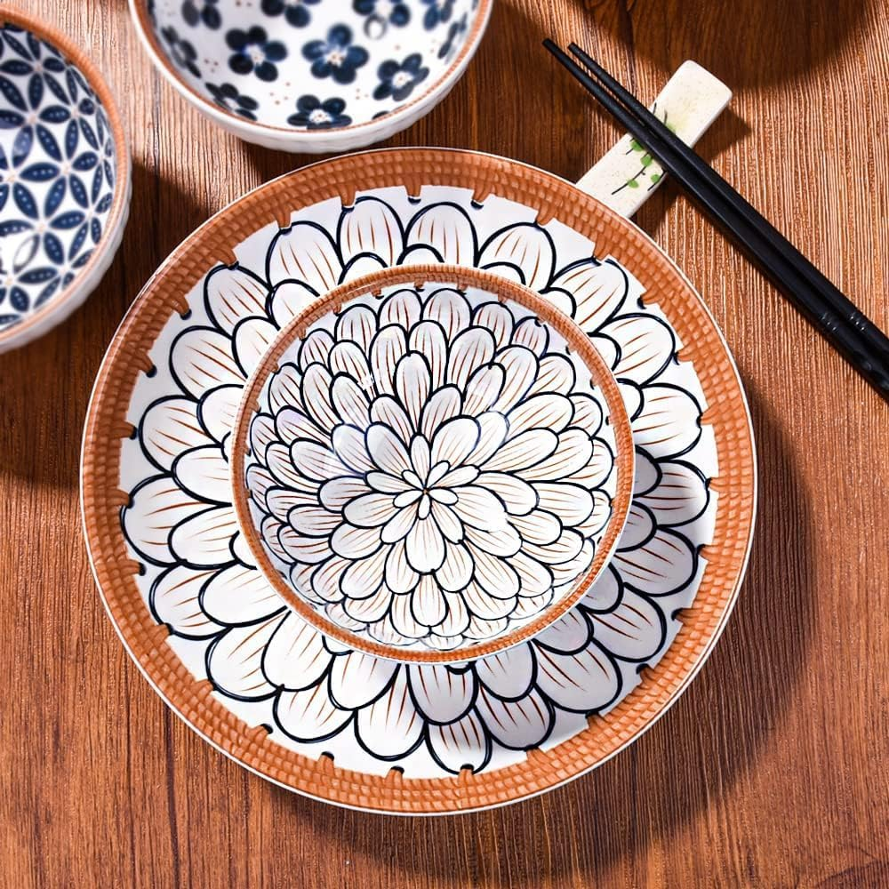 HUIRUMM 8 Inch Ceramic Pasta Bowls,Salad Bowls Set of 4,Dinner Plates Bowls Porcelain Dinner Plates,Appetizer, Dessert, Plates for Thanksgiving & Christmas, Dishwasher & Microwave Safe