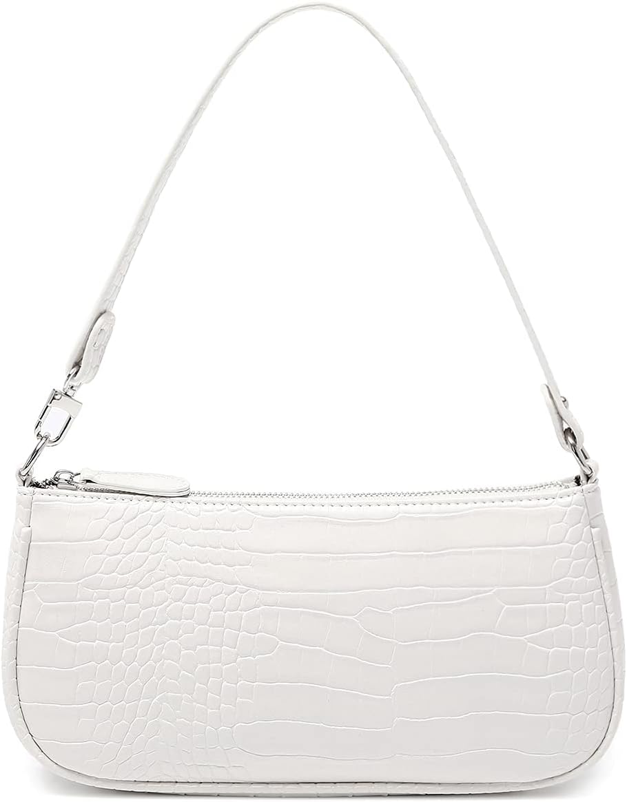 Shoulder Bags for Women Small White Purse Y2K Handbag Crocodile Pattern Clutch 90S Purses