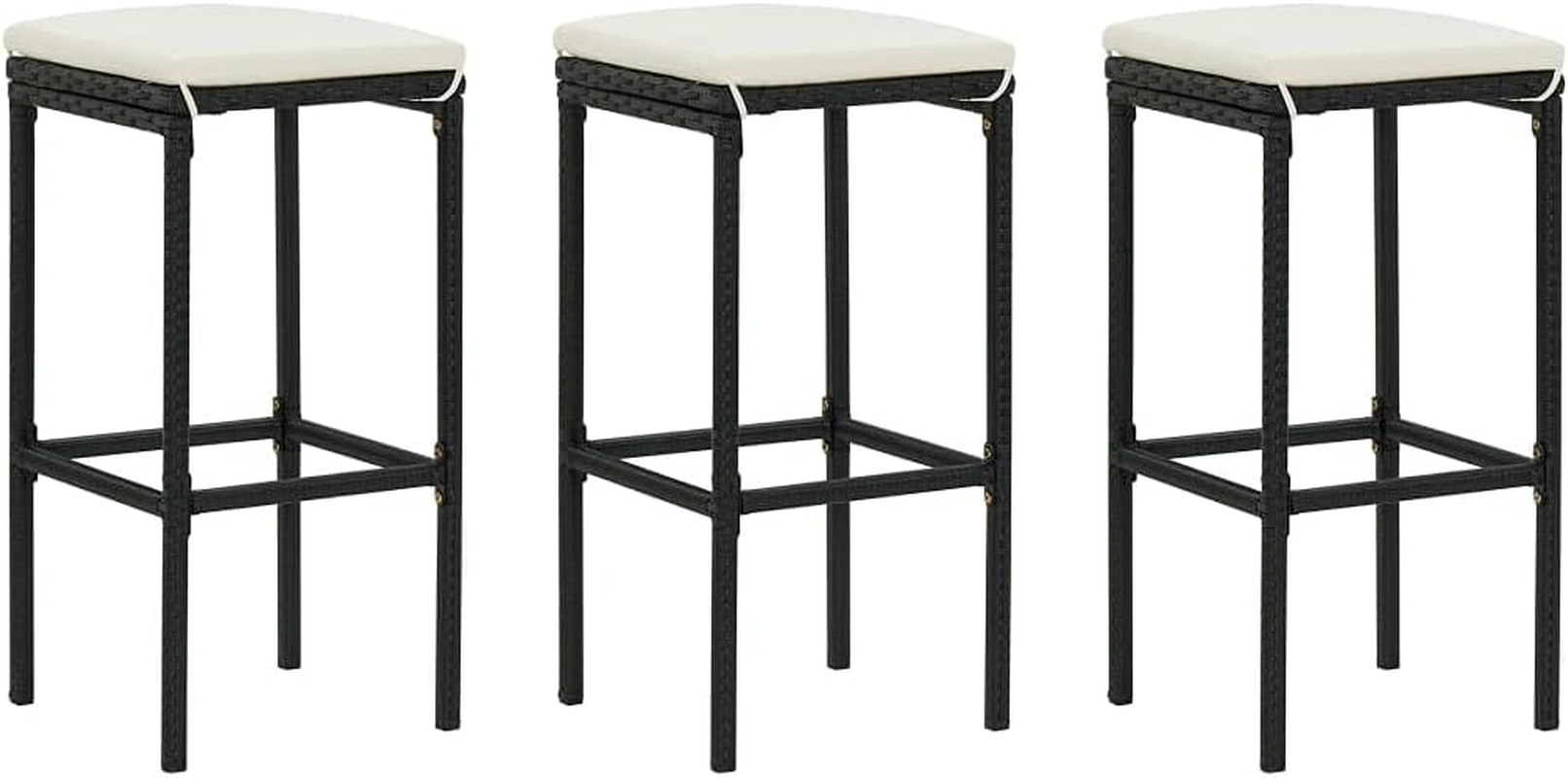 Vidaxl Set of 6 Poly Rattan Bar Stools - Grey, Modern Design, Steel Frame, Weather-, Removable and Washable Seat Cushion