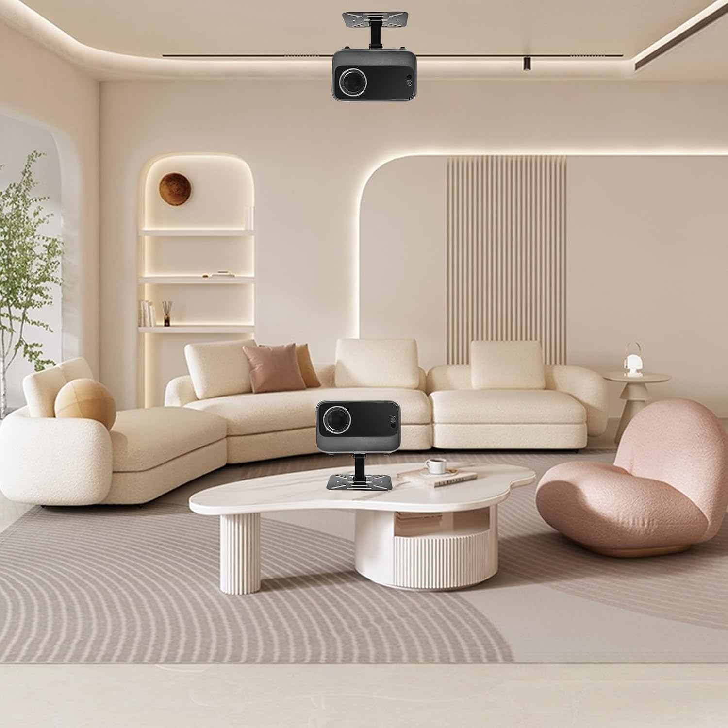 Yushengtai Projector Mount, Mini Projector Stand, Projector Mount for Wall Ceiling Mount, Projector Stand with 1/4 Inch Universal Screw Interface, 360&deg; Rotatable Projector Holder, Black