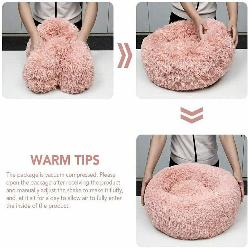 AIMALL Washable Pet Calming Bed with Zipper Cover, Soft Plush round Dog Cat Sleeping Nest, Warm Detachable Design for Comfort in 50Cm-100Cm Sizes image number 7